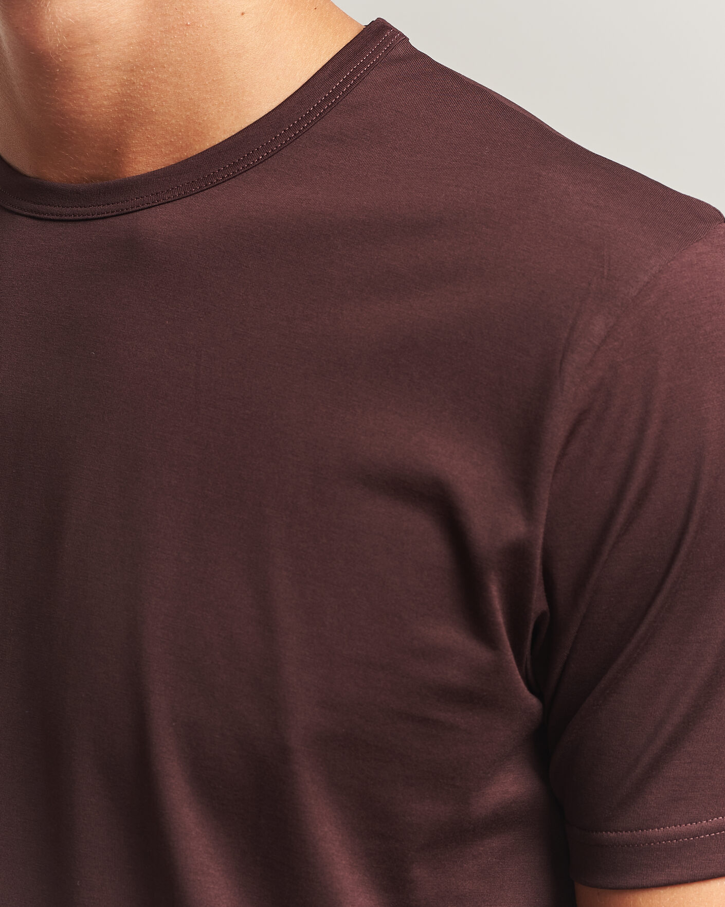 Mies | T-paidat | Sunspel | Crew Neck Q82 Cotton T-Shirt Dark Brown