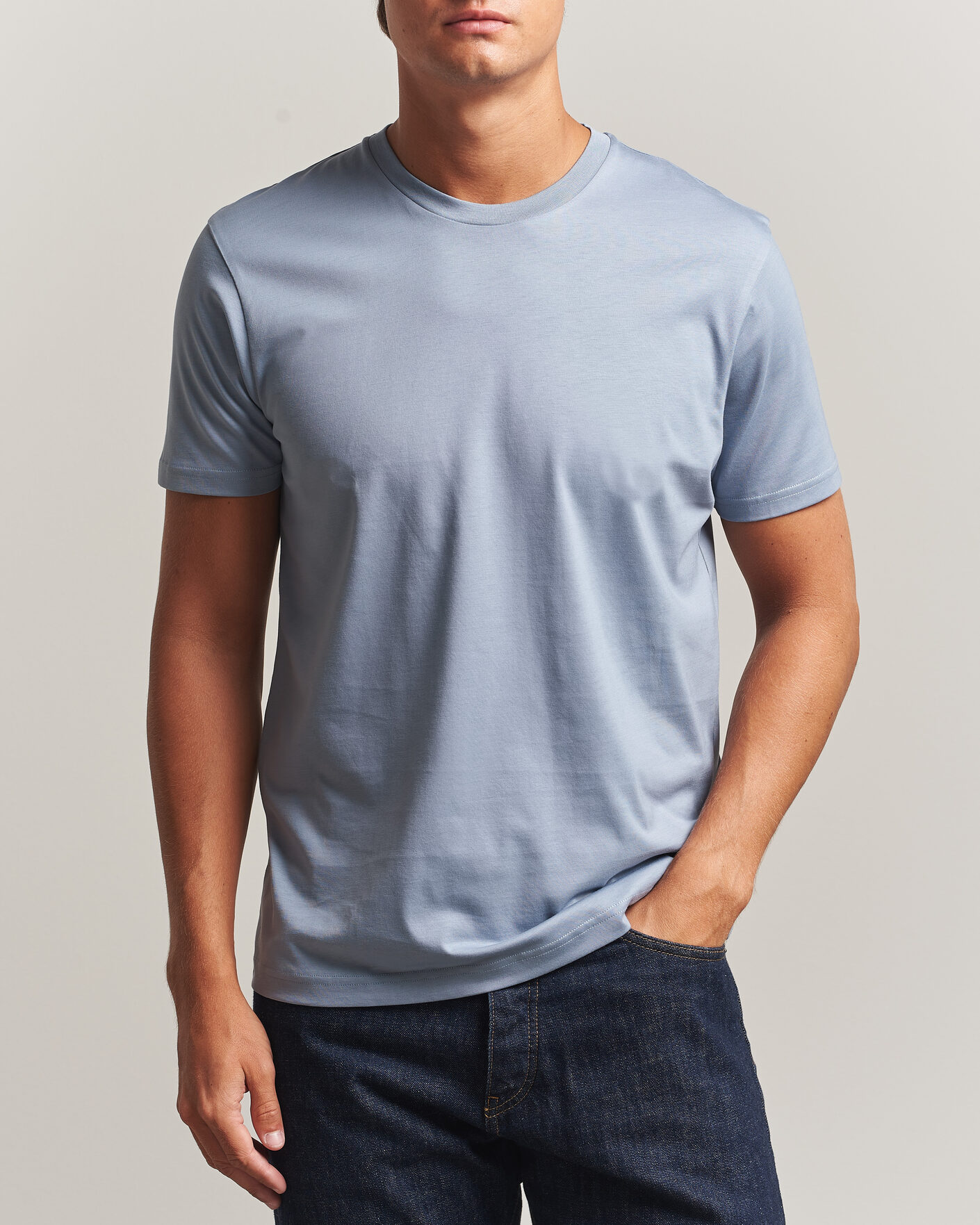 Mies | T-paidat | Sunspel | Riviera Midweight T-Shirt Powder Blue