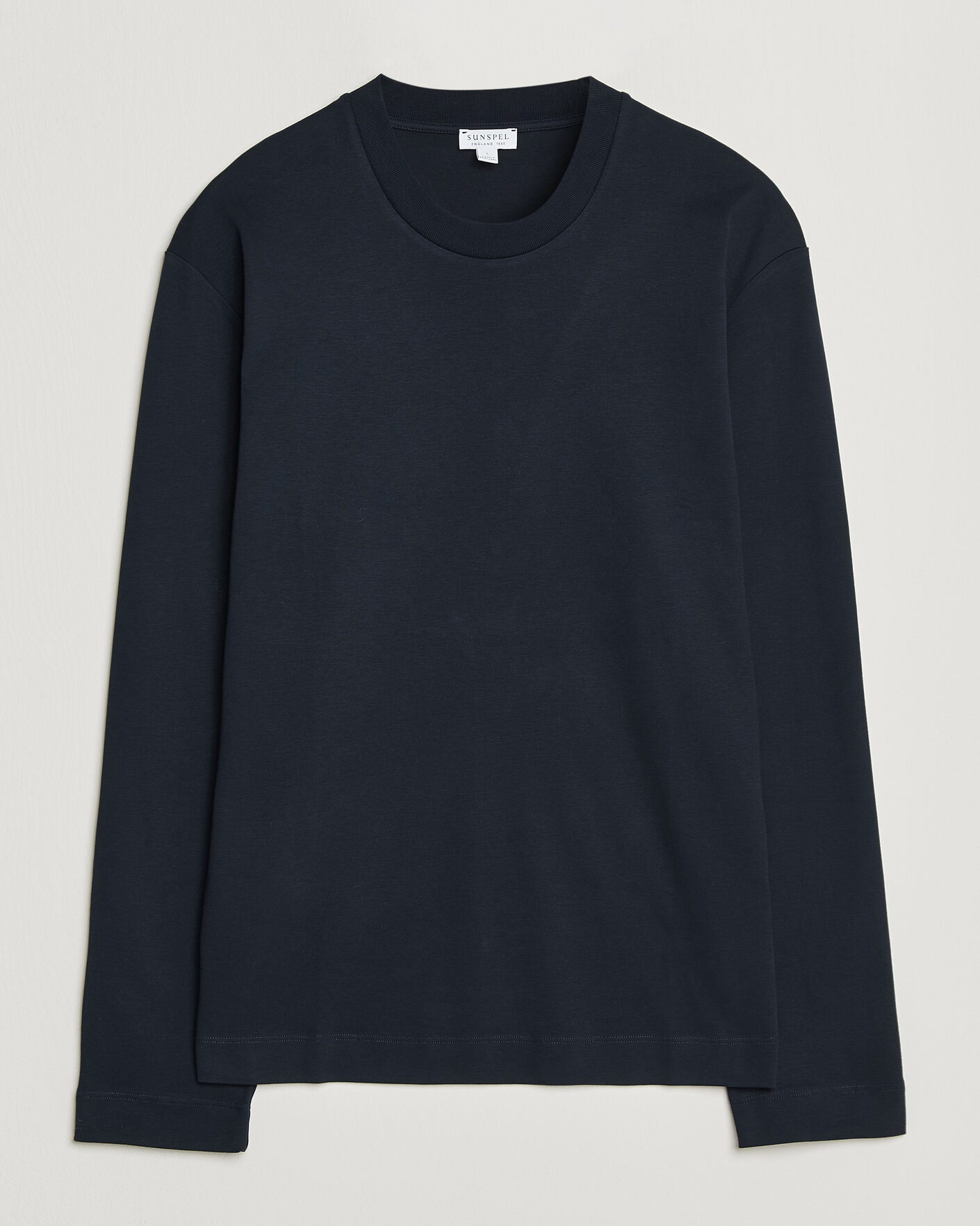 Mies | T-paidat | Sunspel | Heavy Weight Supima Cotton Long Sleeve T-Shirt Navy