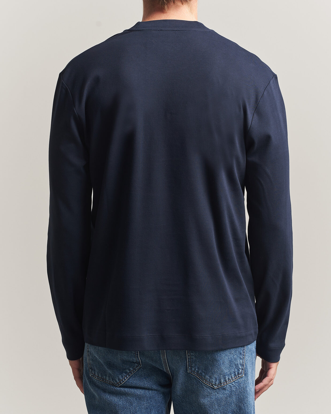 Mies | T-paidat | Sunspel | Heavy Weight Supima Cotton Long Sleeve T-Shirt Navy