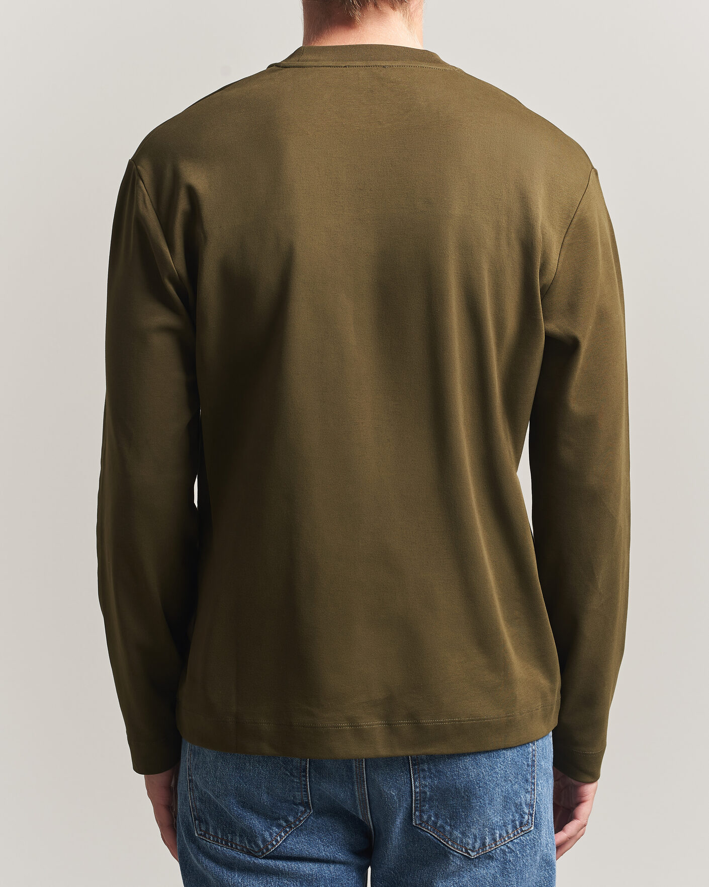 Mies | T-paidat | Sunspel | Heavy Weight Supima Cotton Long Sleeve T-Shirt Green