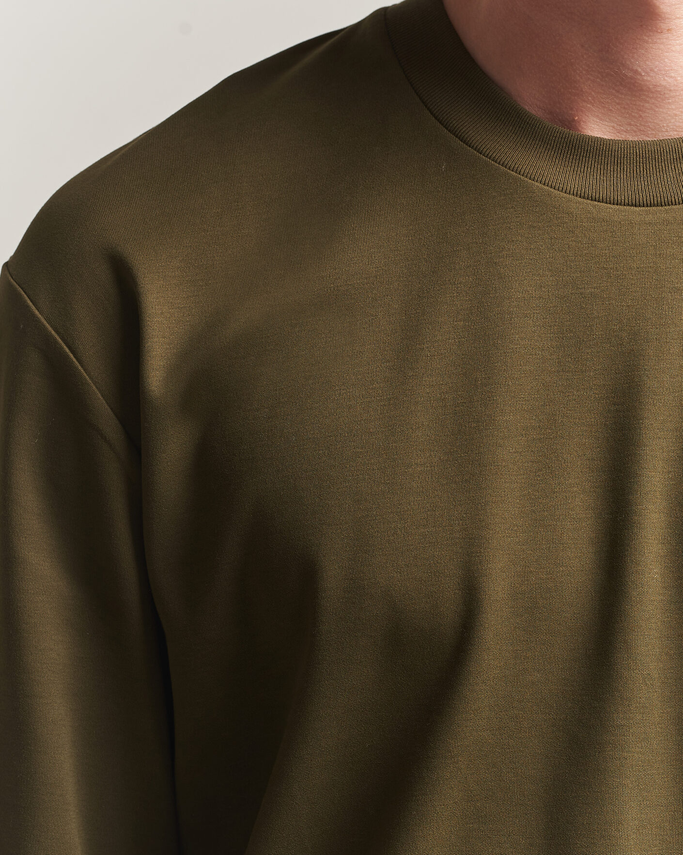 Mies | T-paidat | Sunspel | Heavy Weight Supima Cotton Long Sleeve T-Shirt Green