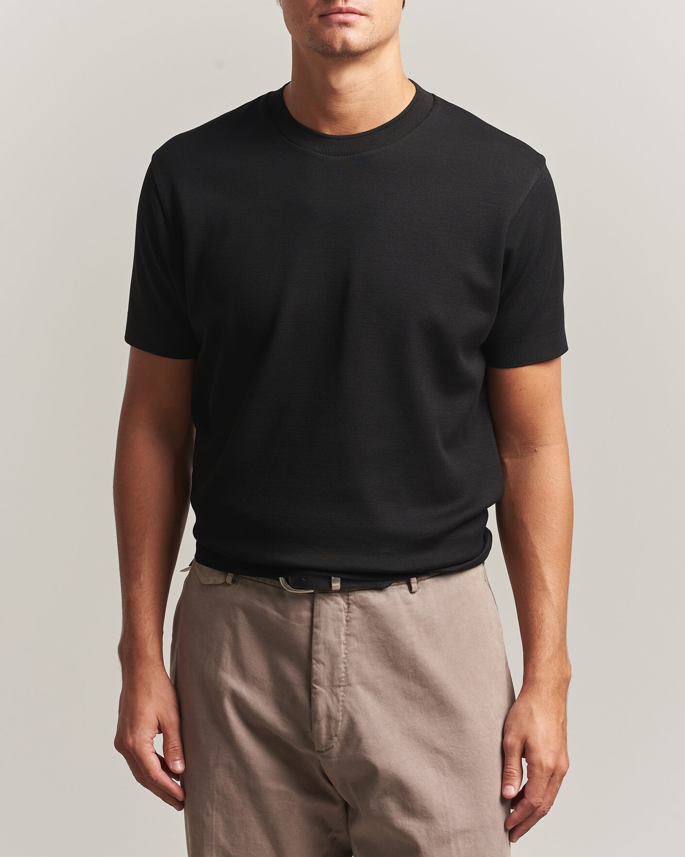 Mies | T-paidat | Sunspel | Cotton Piquet T-Shirt Black