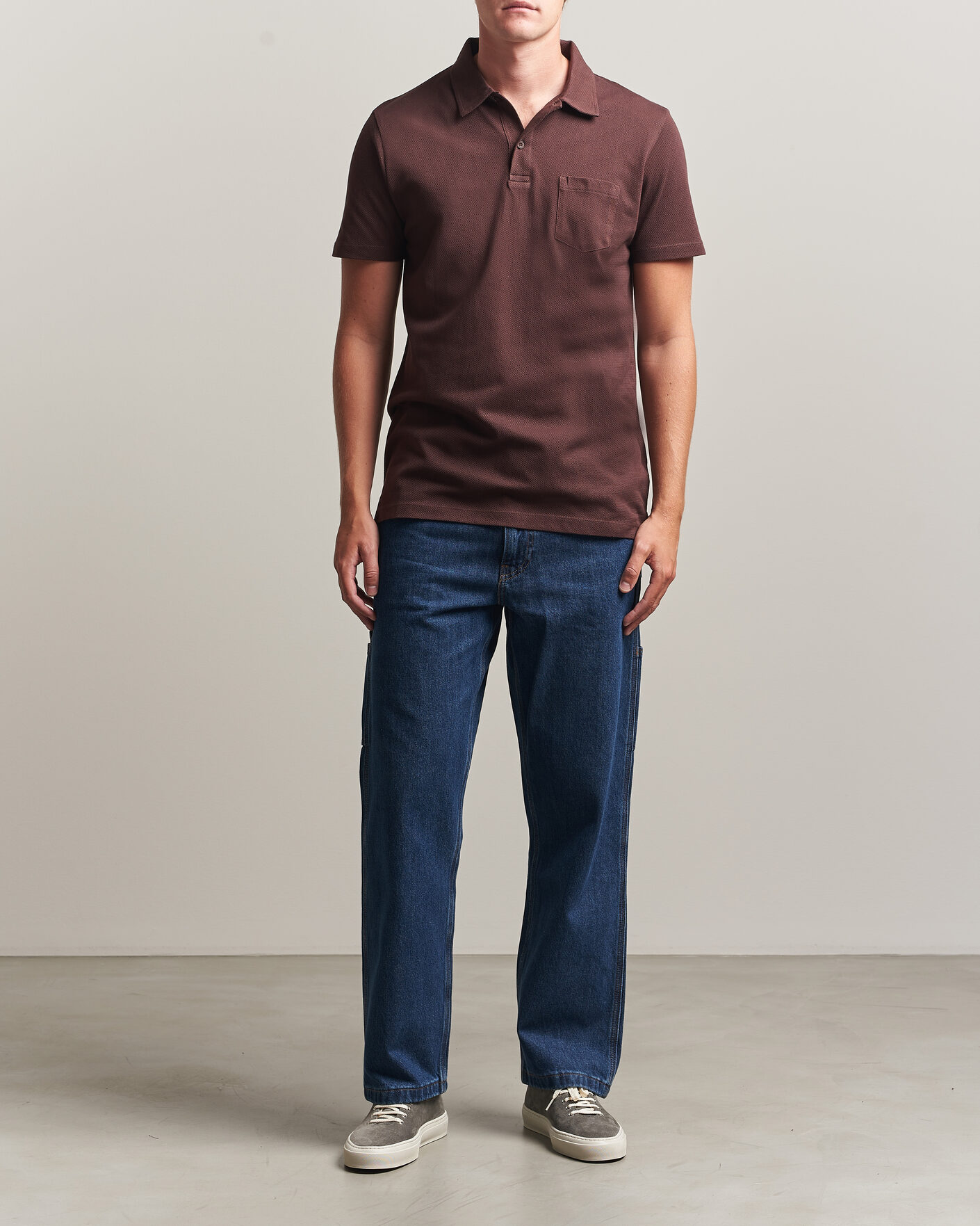 Mies | Pikeet | Sunspel | Riviera Polo Shirt Dark Brown