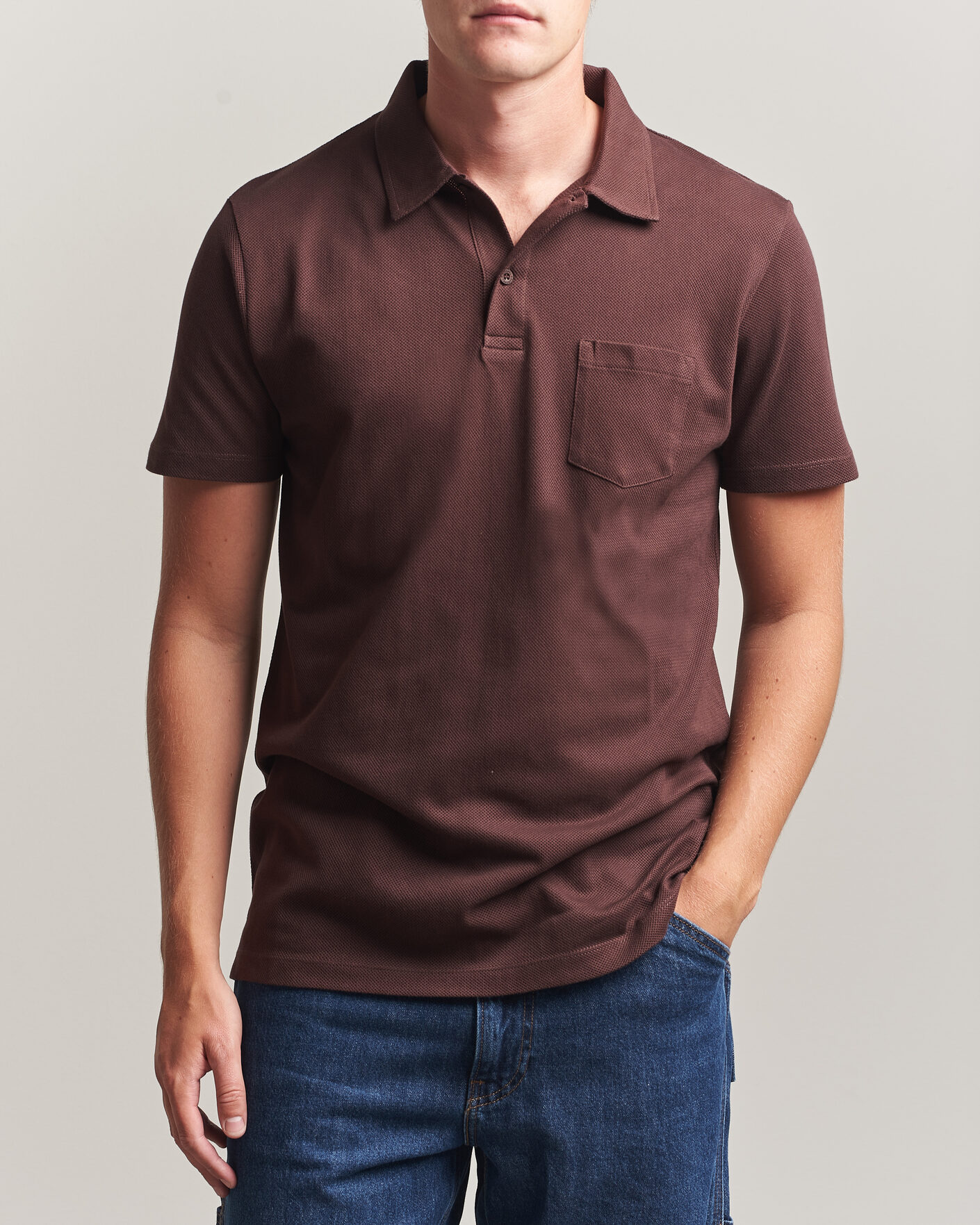 Mies | Pikeet | Sunspel | Riviera Polo Shirt Dark Brown