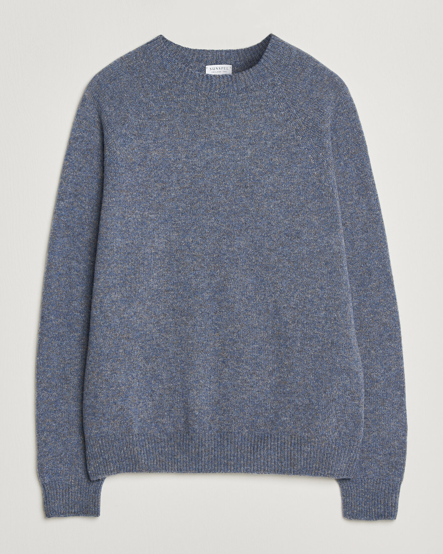 Mies | Puserot | Sunspel | Lambswool Crew Neck Denim Twist