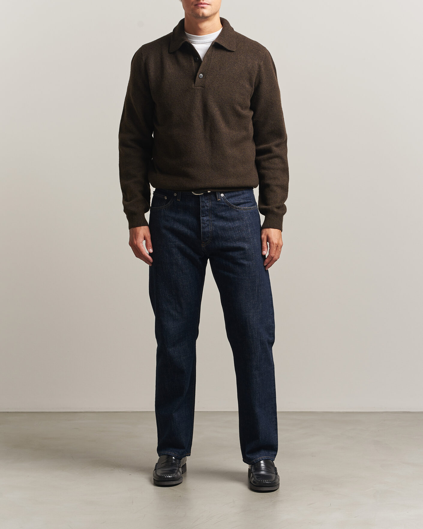 Mies | Puserot | Sunspel | Lambswool Poloshirt Loden Twist