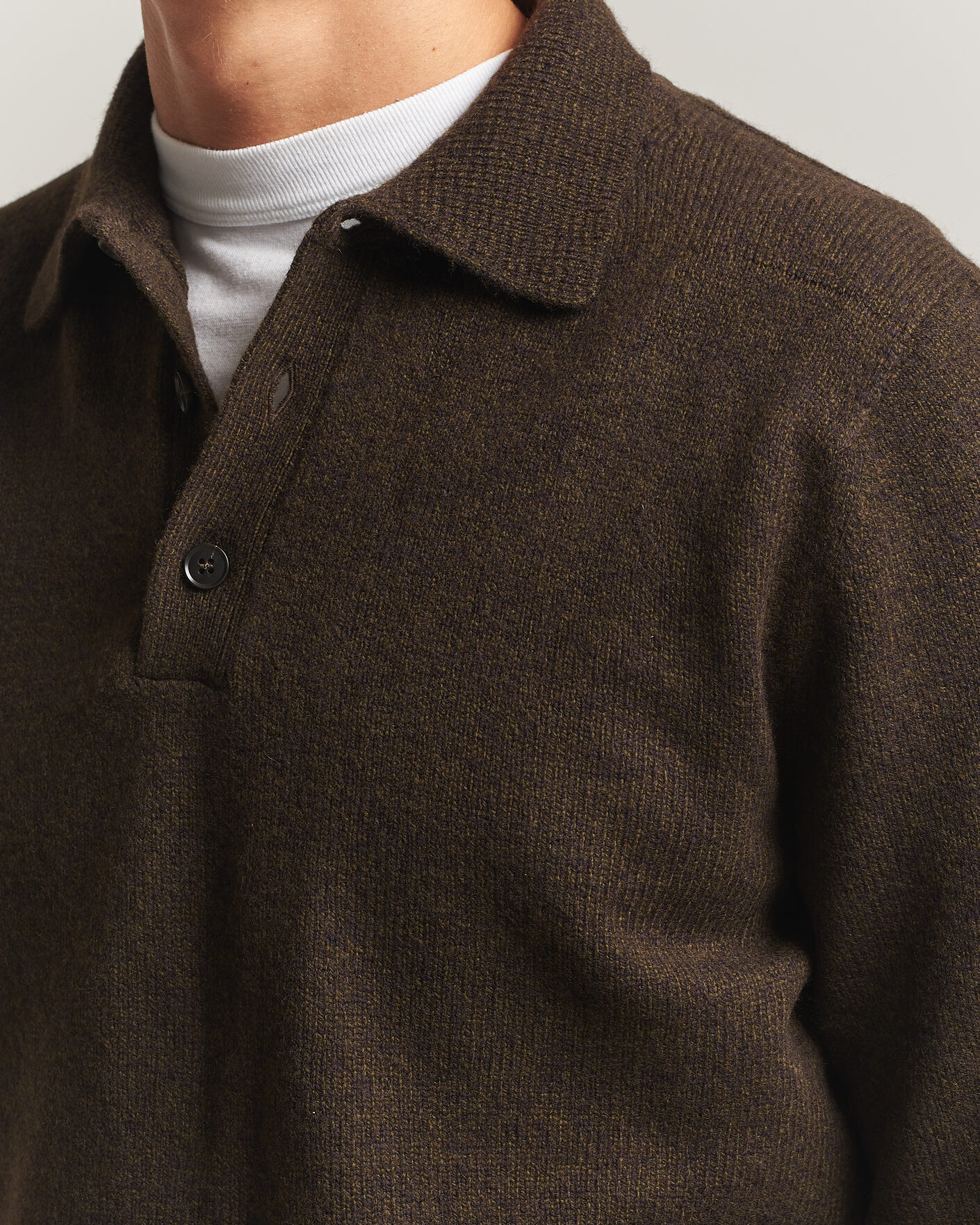Mies | Puserot | Sunspel | Lambswool Poloshirt Loden Twist