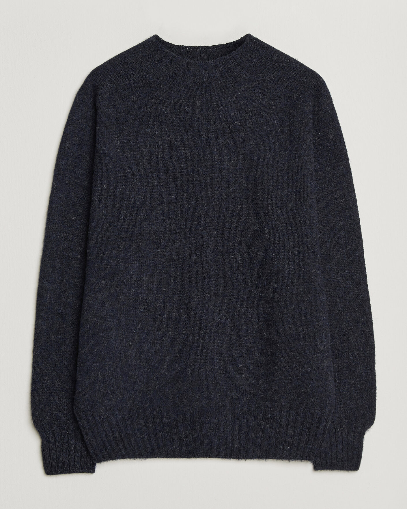 Mies | Puserot | Sunspel | Brushed Shetland Crew Neck Dark Navy