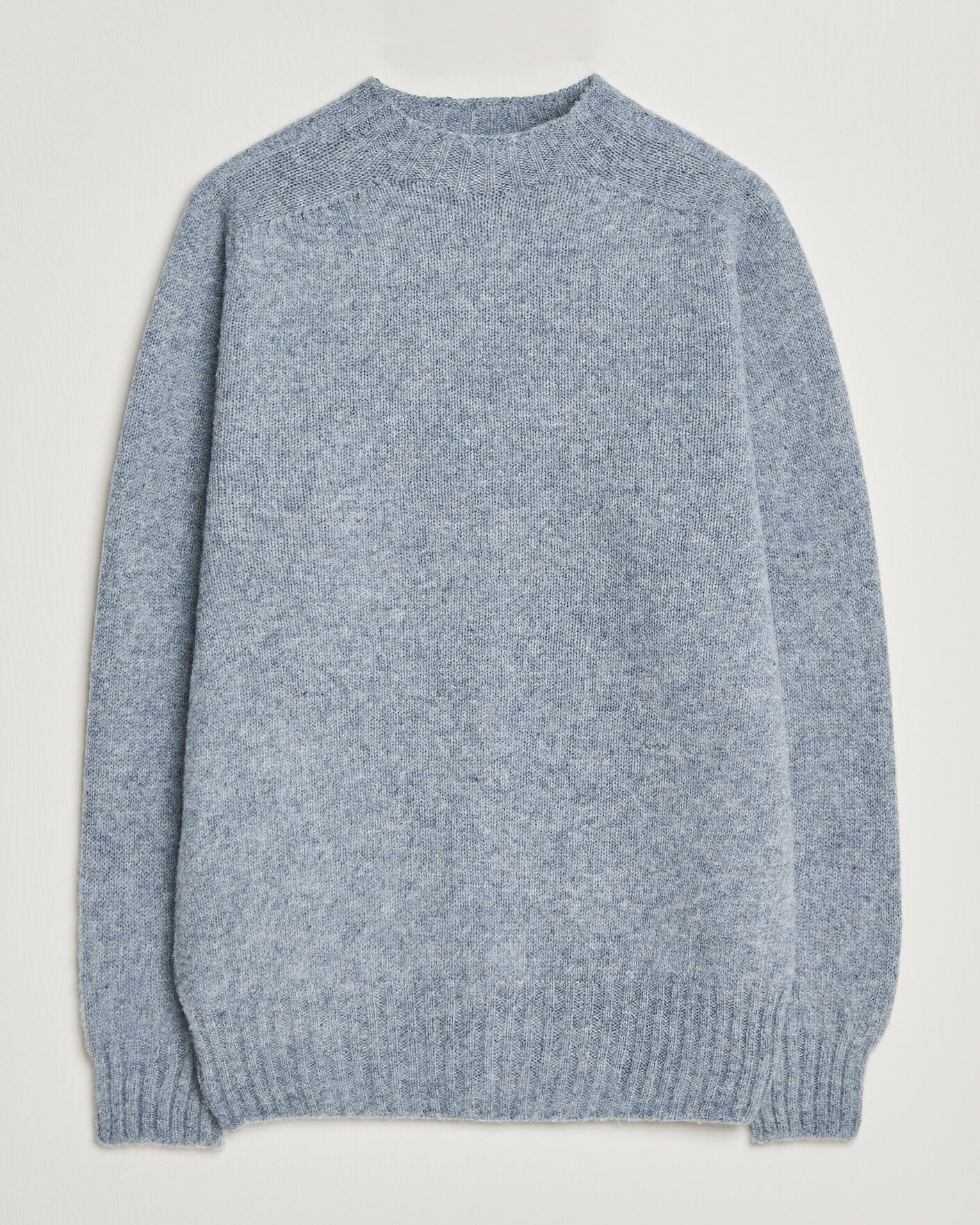 Mies | Puserot | Sunspel | Brushed Shetland Crew Neck Powder Blue