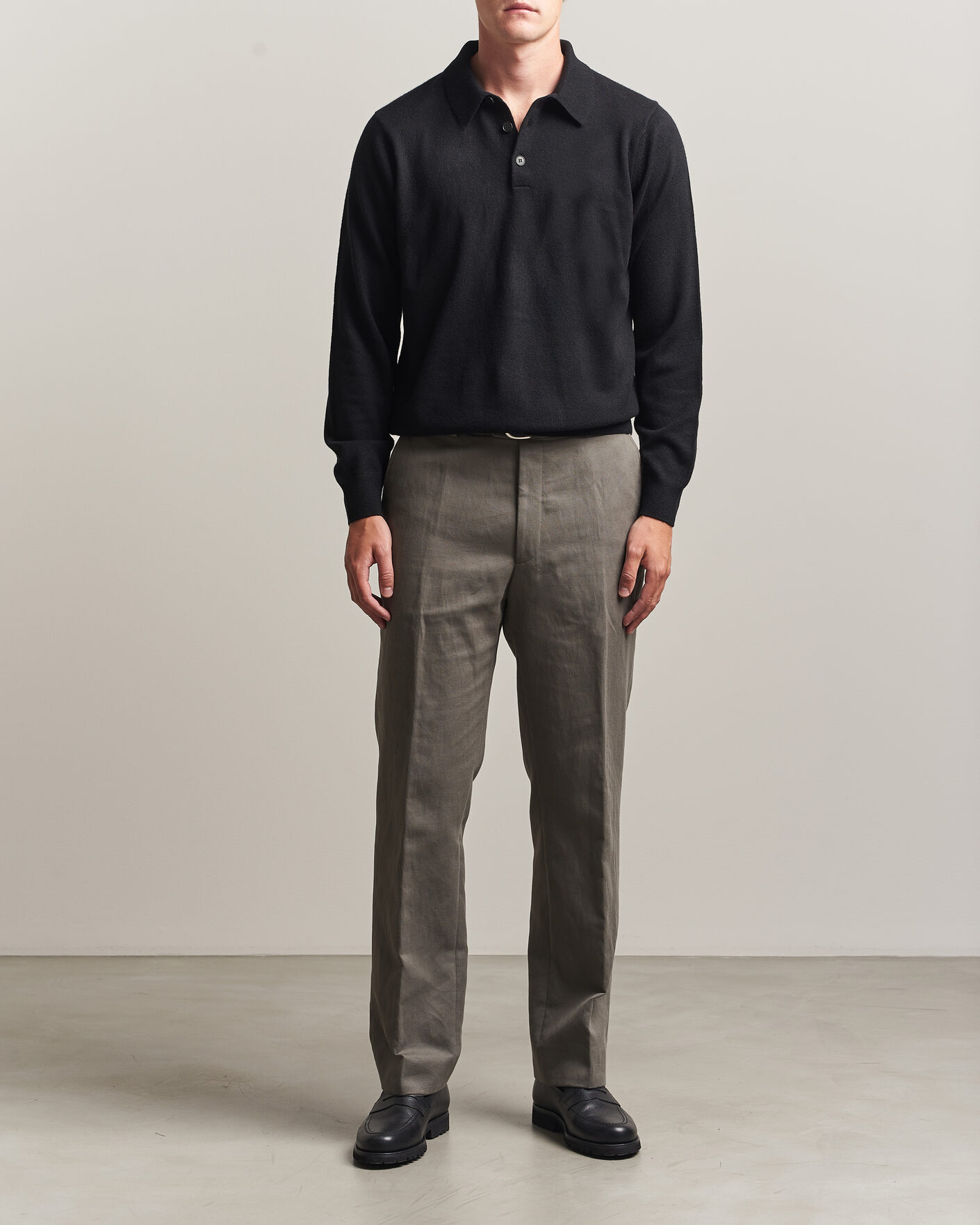 Mies | Puserot | Sunspel | Cashmere Polo Black