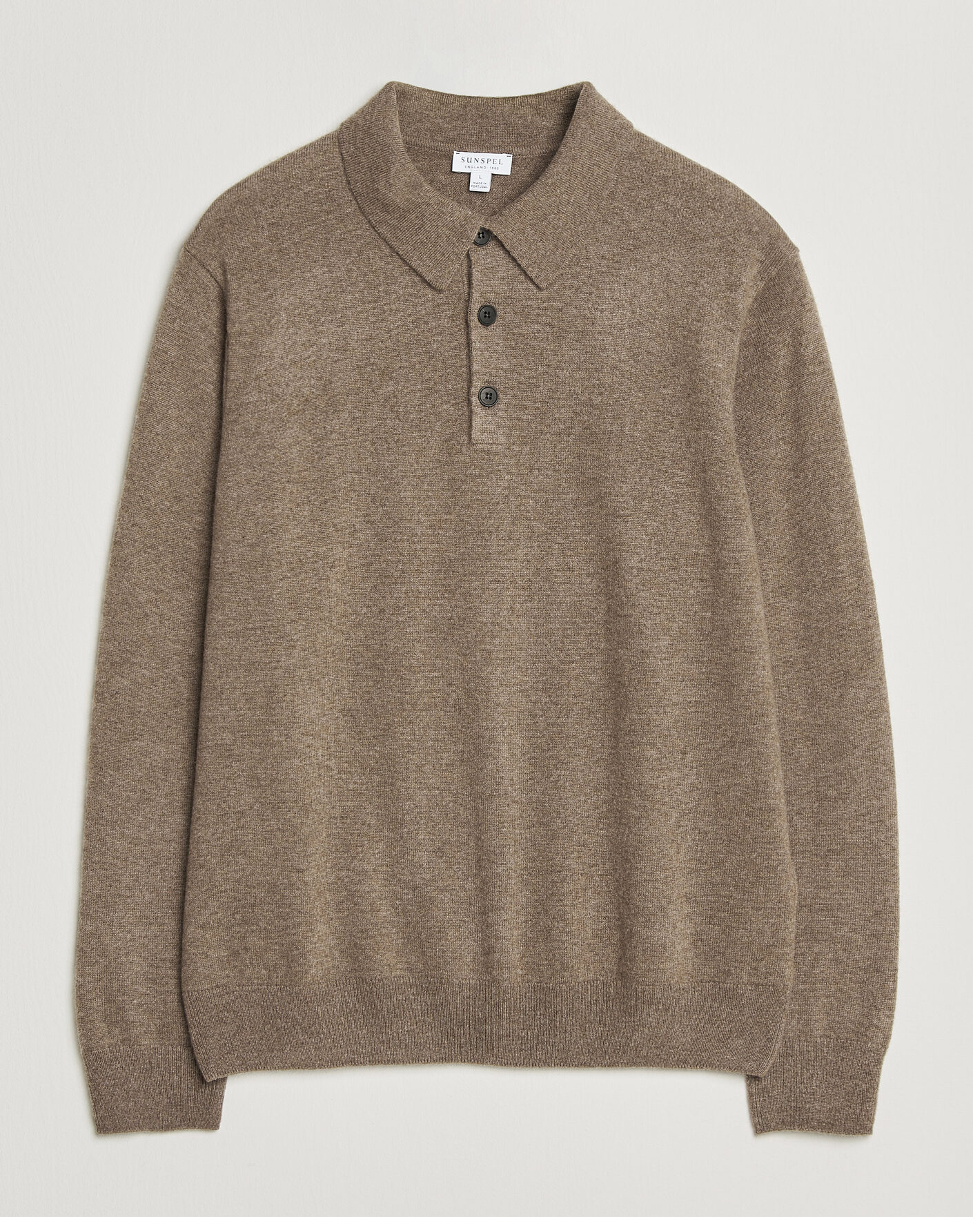Mies | Puserot | Sunspel | Cashmere Polo Taupe