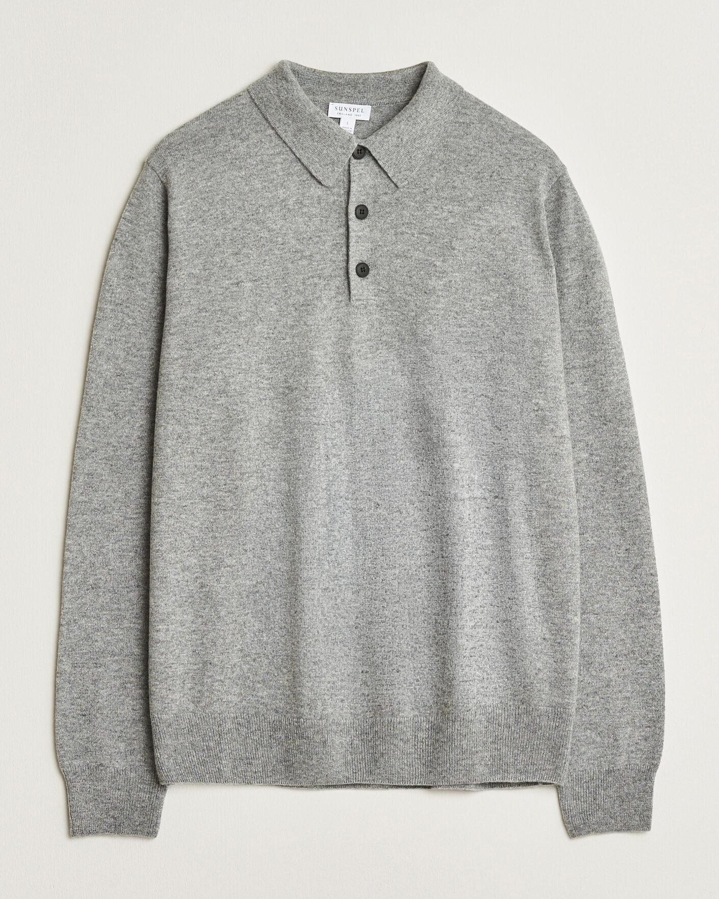 Mies | Puserot | Sunspel | Cashmere Polo Grey Melange