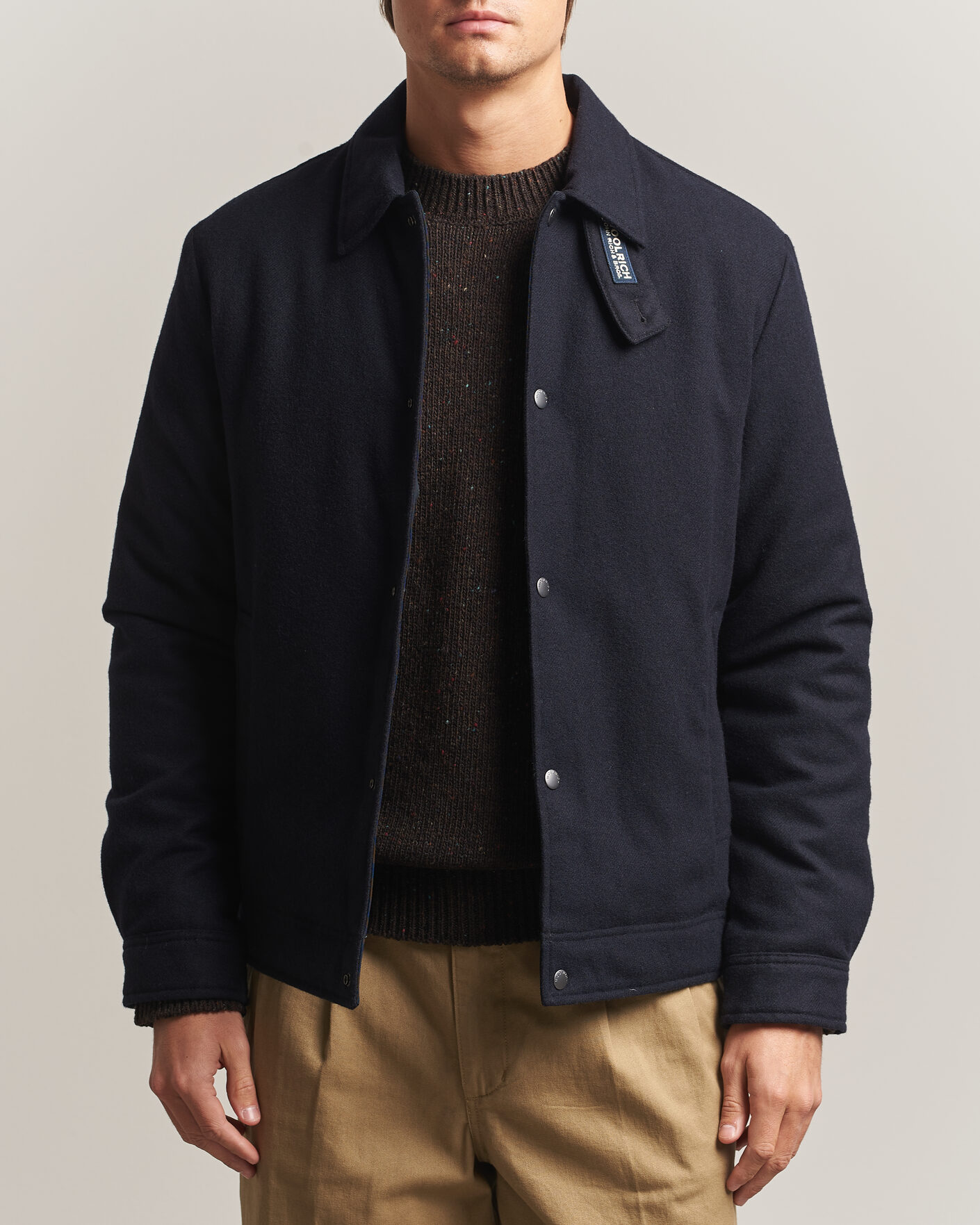Mies | Takit | Woolrich | Wool Light Padded Keating Shirt Jacket Melton Blue