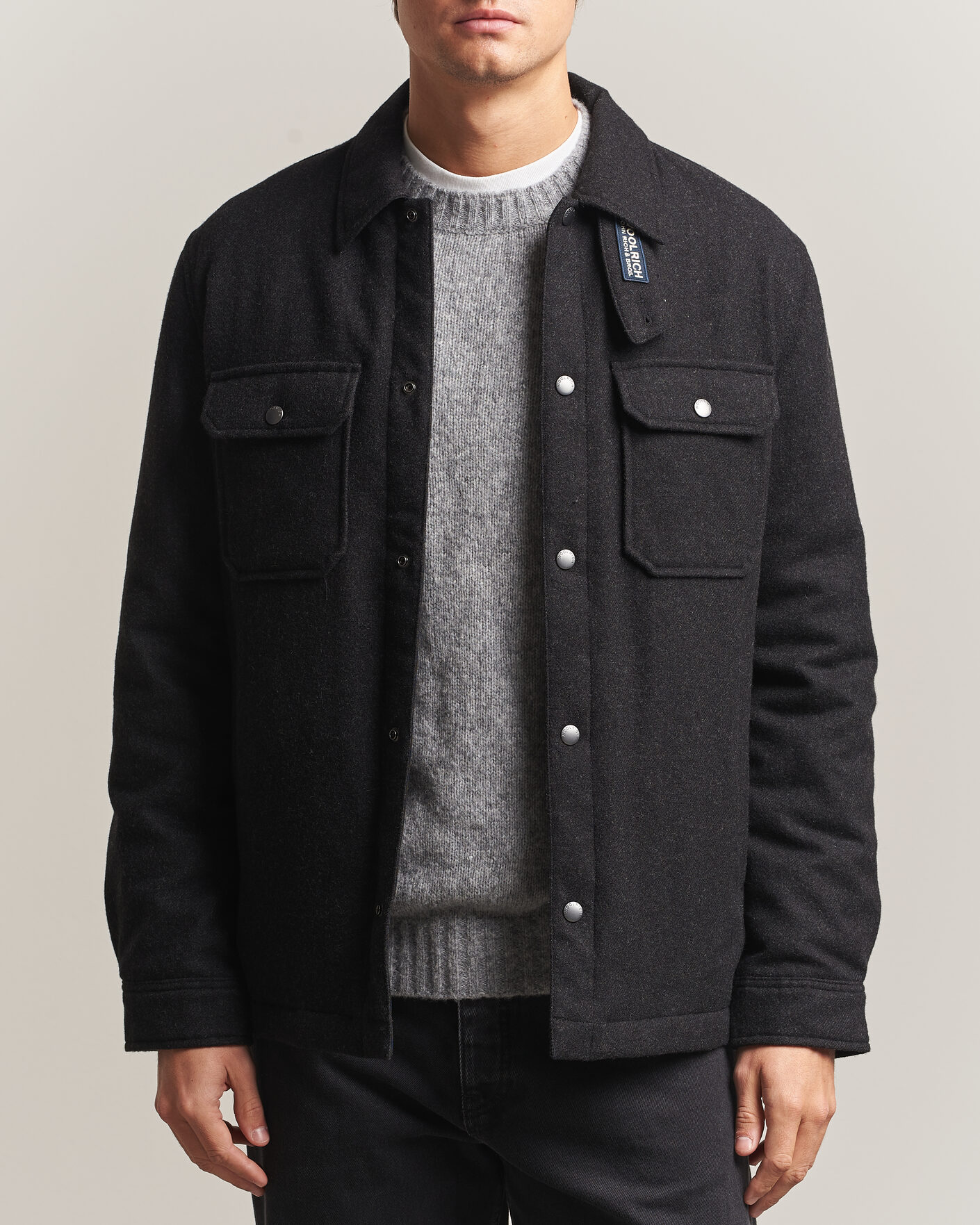 Mies | Takit | Woolrich | Alaskan Wool Light Padded Shirt Jacket Faded Black