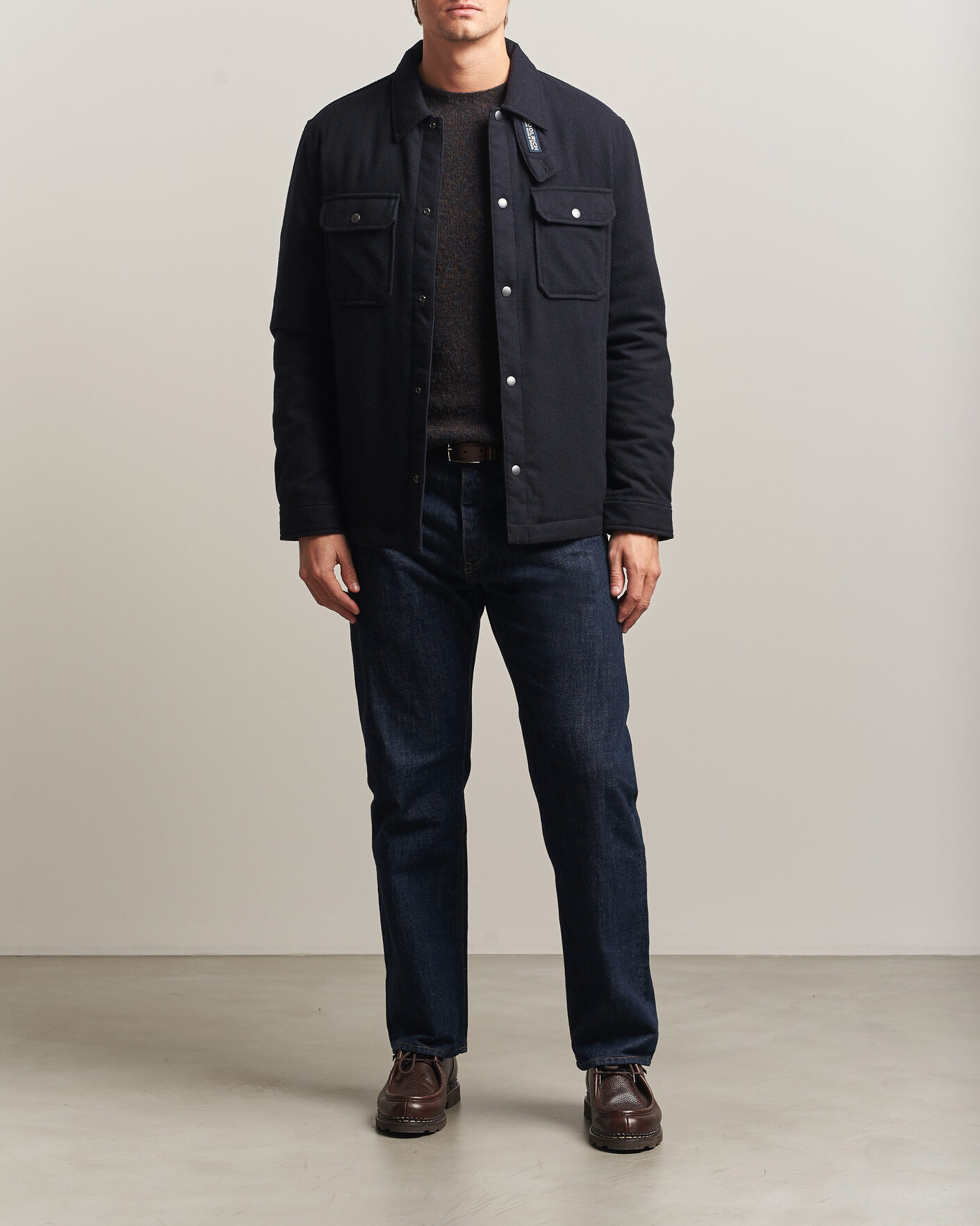 Mies | Takit | Woolrich | Alaskan Wool Light Padded Shirt Jacket Melton Blue