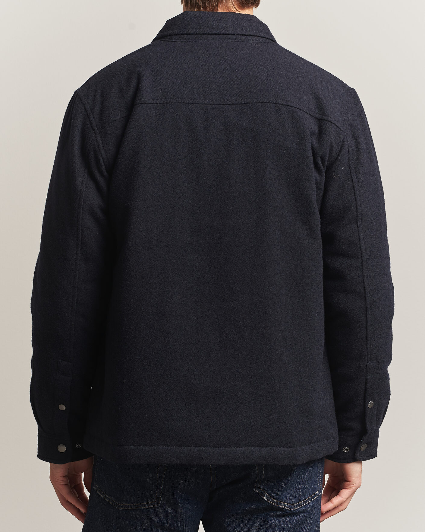 Mies | Takit | Woolrich | Alaskan Wool Light Padded Shirt Jacket Melton Blue