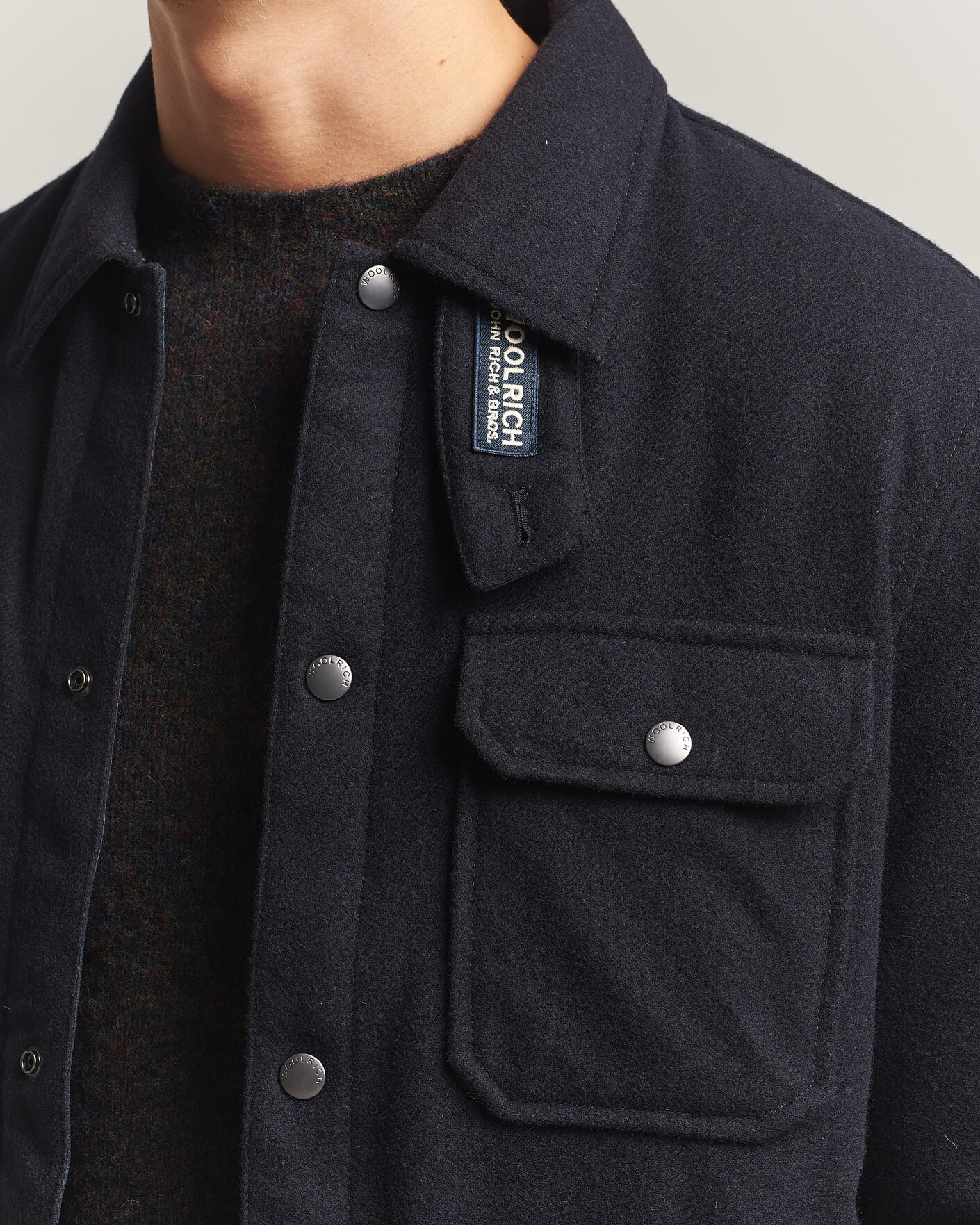 Mies | Takit | Woolrich | Alaskan Wool Light Padded Shirt Jacket Melton Blue