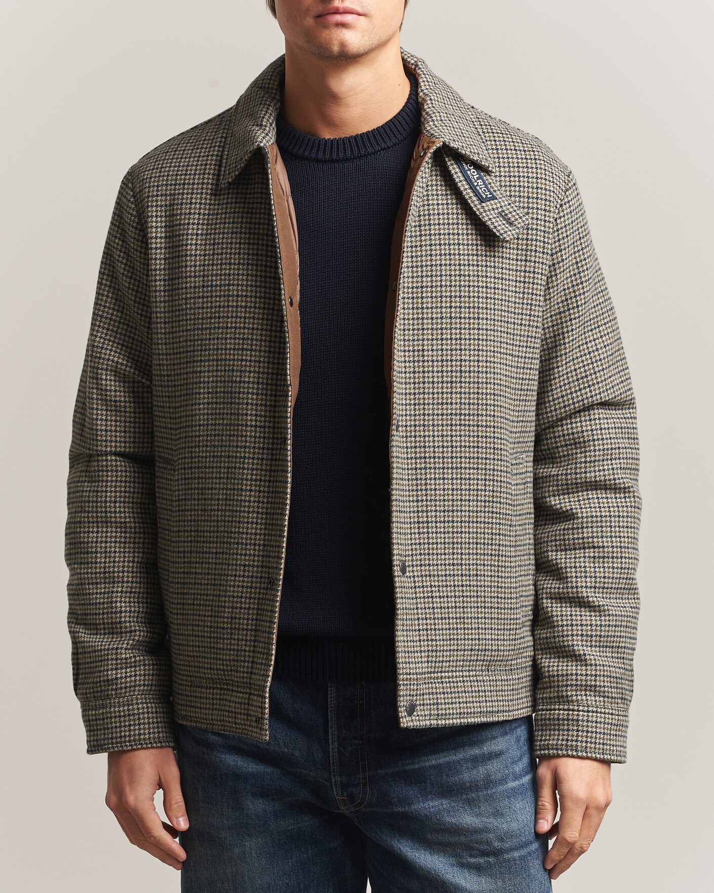 Mies | Takit | Woolrich | Wool Check Light Padded Keating Shirt Jacket Brown