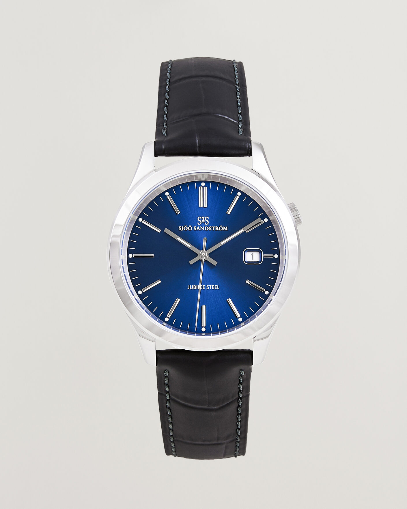 Mies | Sjöö Sandström Jubilee Steel Quartz 40mm Black Calf Blue Dial | Sjöö Sandström | Jubilee Steel Quartz 40mm Black Calf Blue Dial