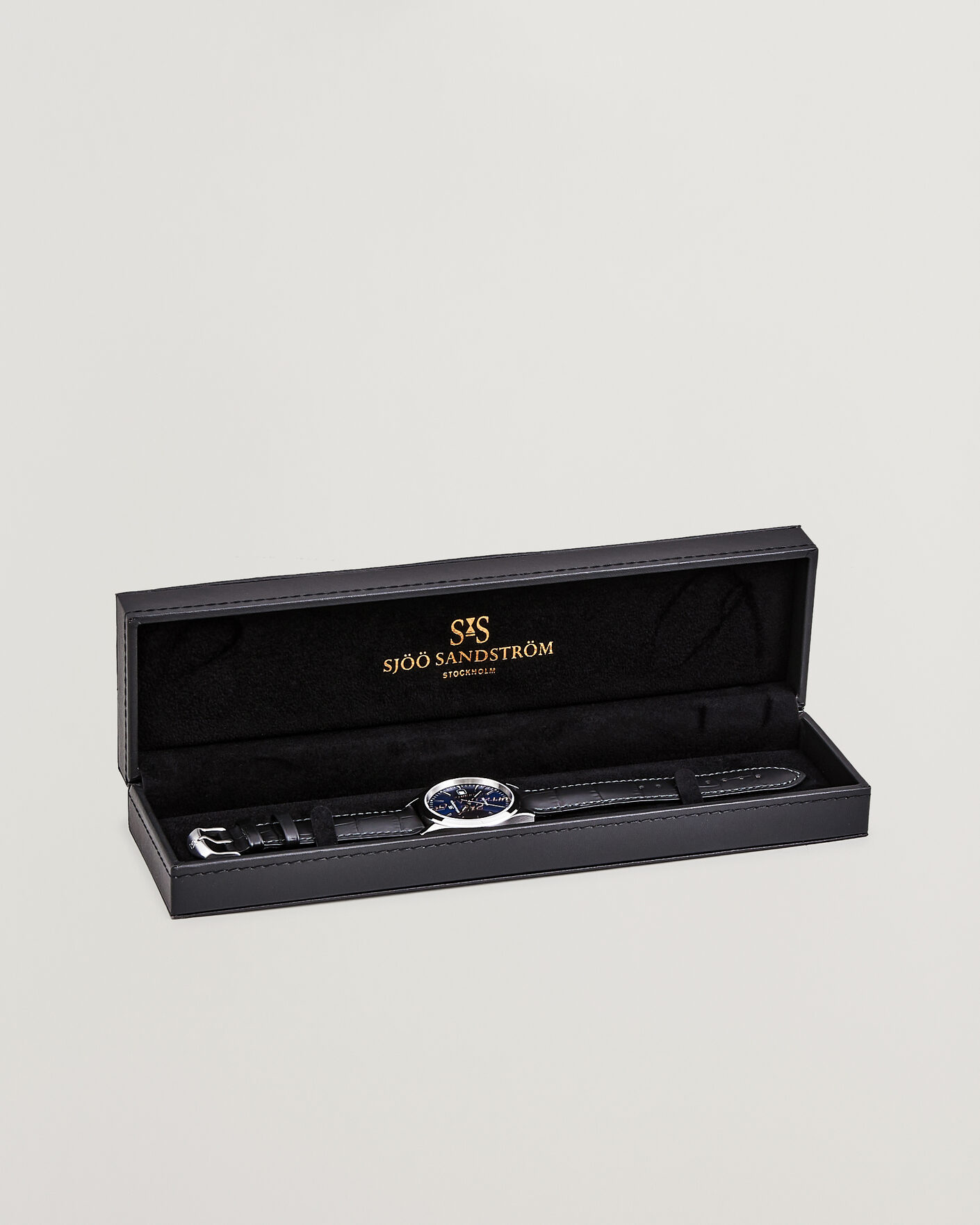 Mies | Sjöö Sandström Jubilee Steel Quartz 40mm Black Calf Blue Dial | Sjöö Sandström | Jubilee Steel Quartz 40mm Black Calf Blue Dial