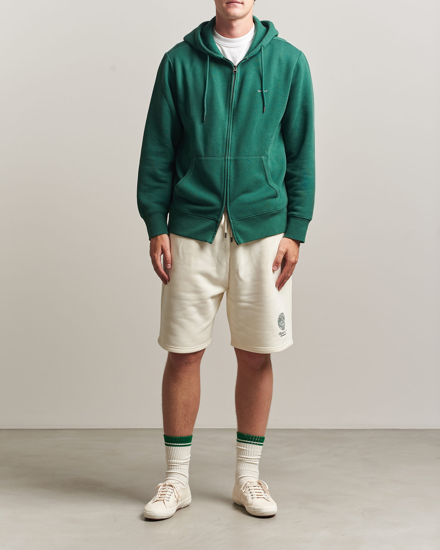 Mies | Puserot | Gant | Tournament Full Zip Hoodie Green
