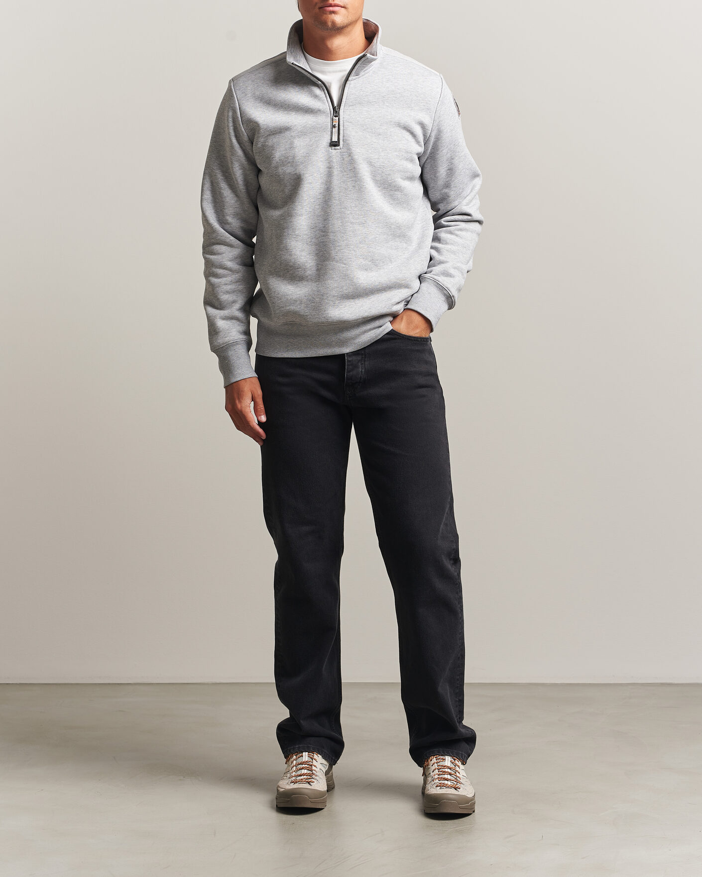 Mies | Puserot | Parajumpers | Broad Peak Super Easy Half Zip Sweatshirt Ash Grey Melange