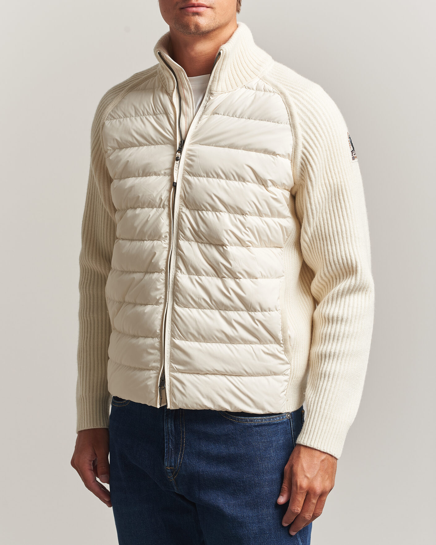 Mies | Takit | Parajumpers | Olmo Rib Knitted Hybrid Jacket Warm Ivory