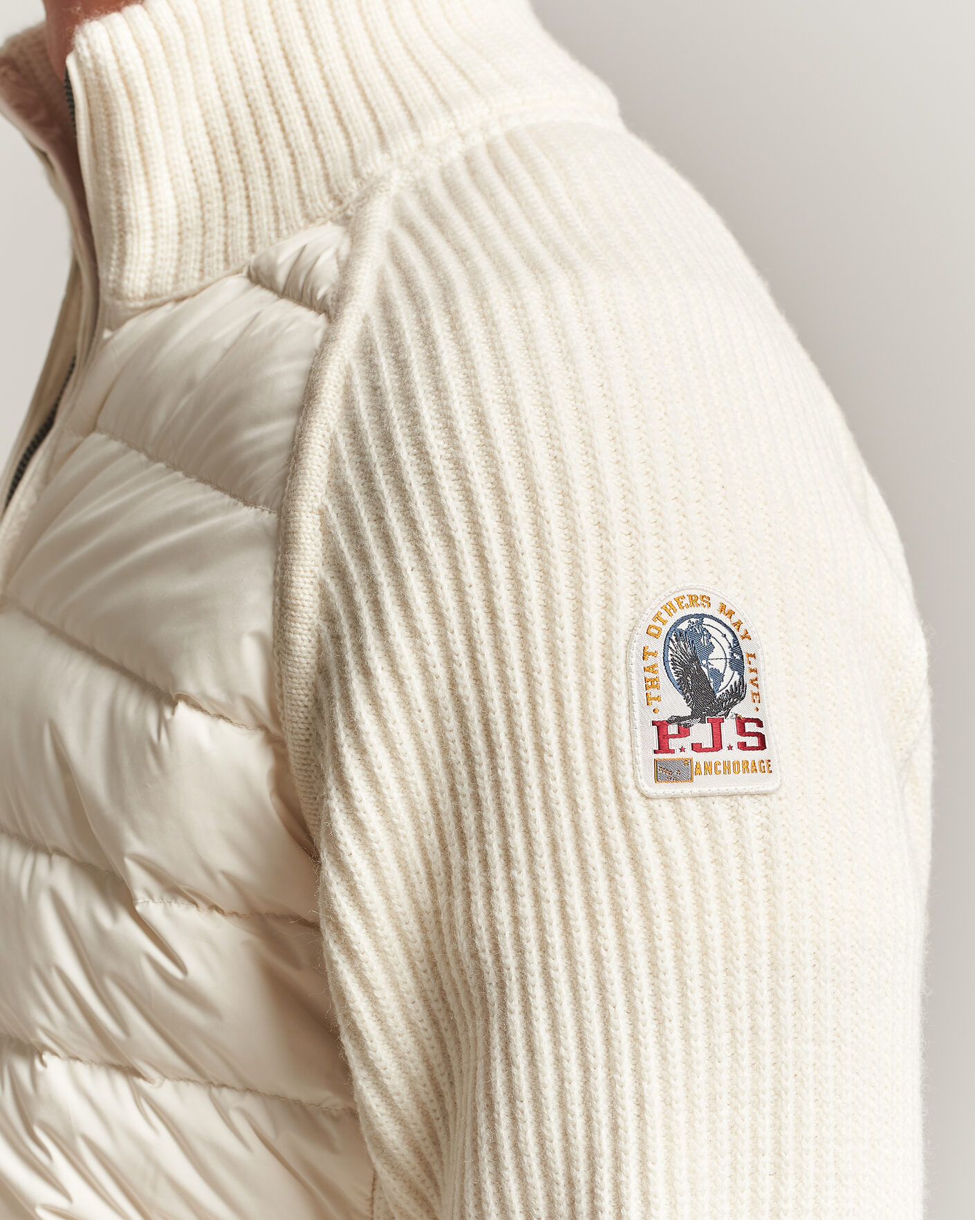 Mies | Takit | Parajumpers | Olmo Rib Knitted Hybrid Jacket Warm Ivory