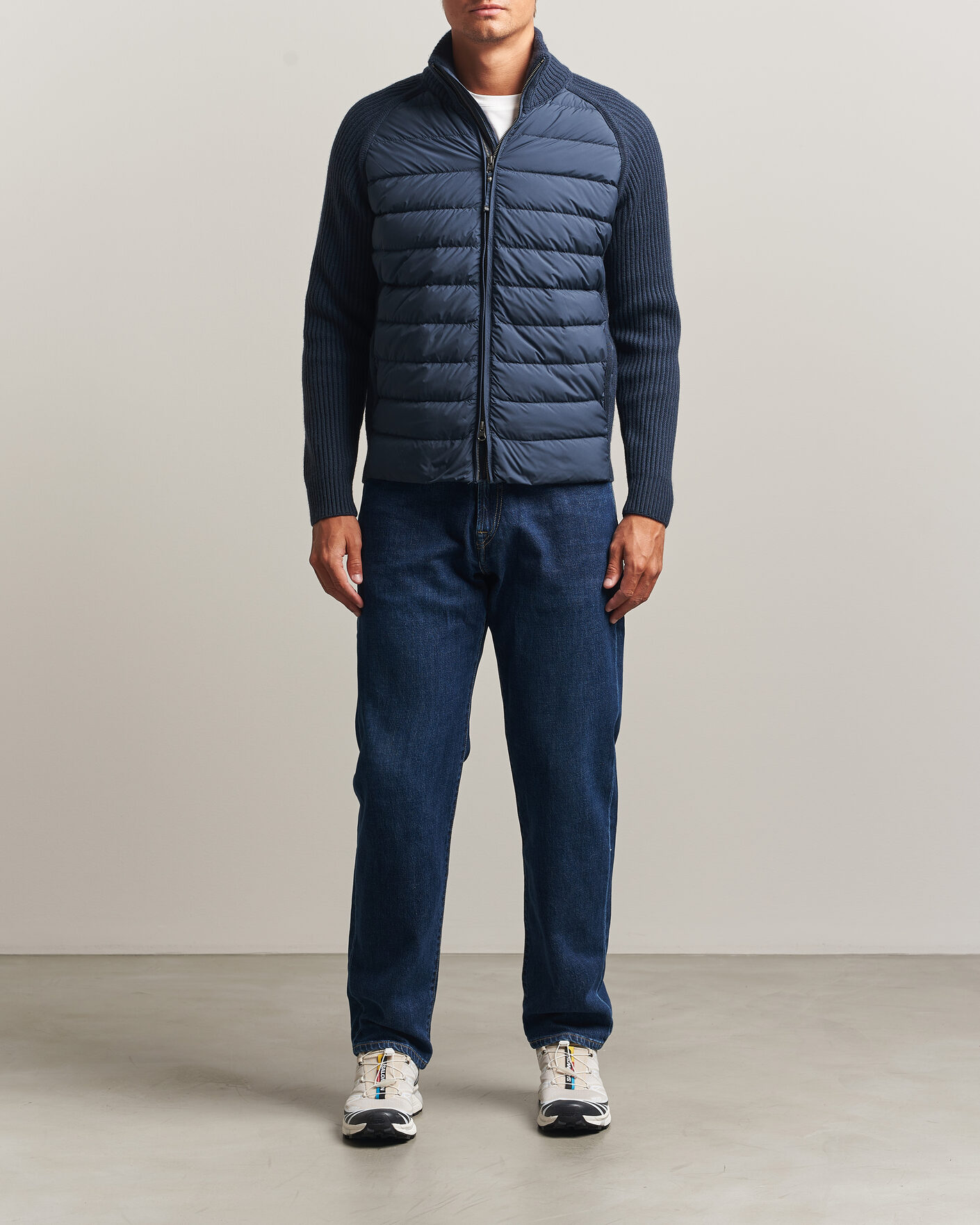 Mies | Takit | Parajumpers | Olmo Rib Knitted Hybrid Jacket Nine Iron