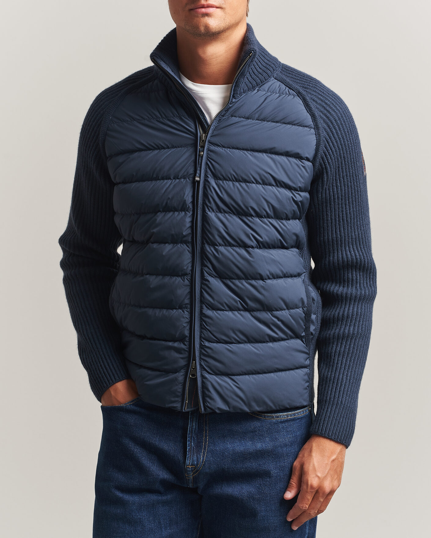 Mies | Takit | Parajumpers | Olmo Rib Knitted Hybrid Jacket Nine Iron