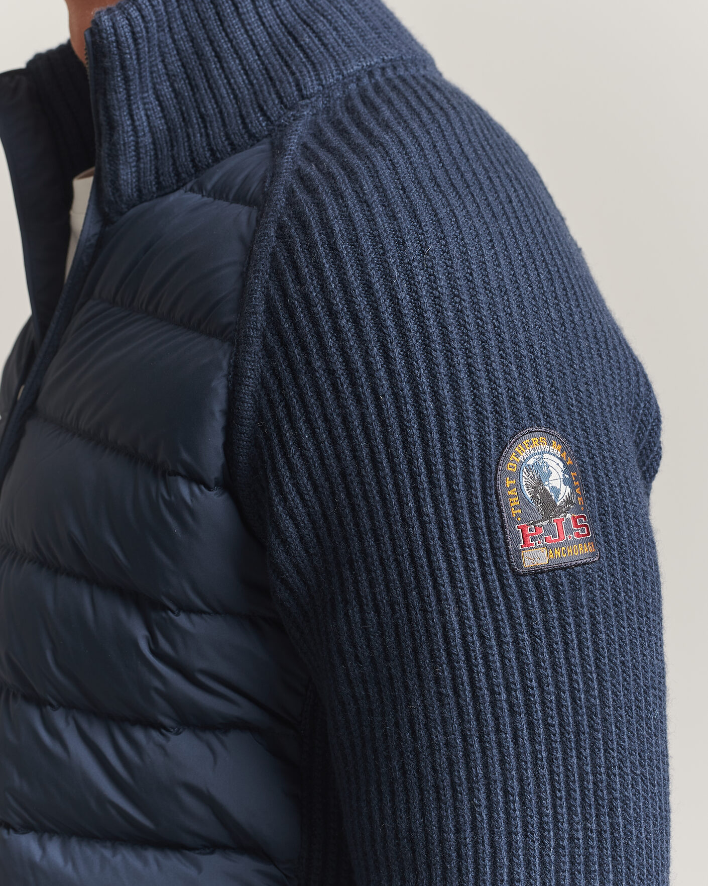 Mies | Takit | Parajumpers | Olmo Rib Knitted Hybrid Jacket Nine Iron