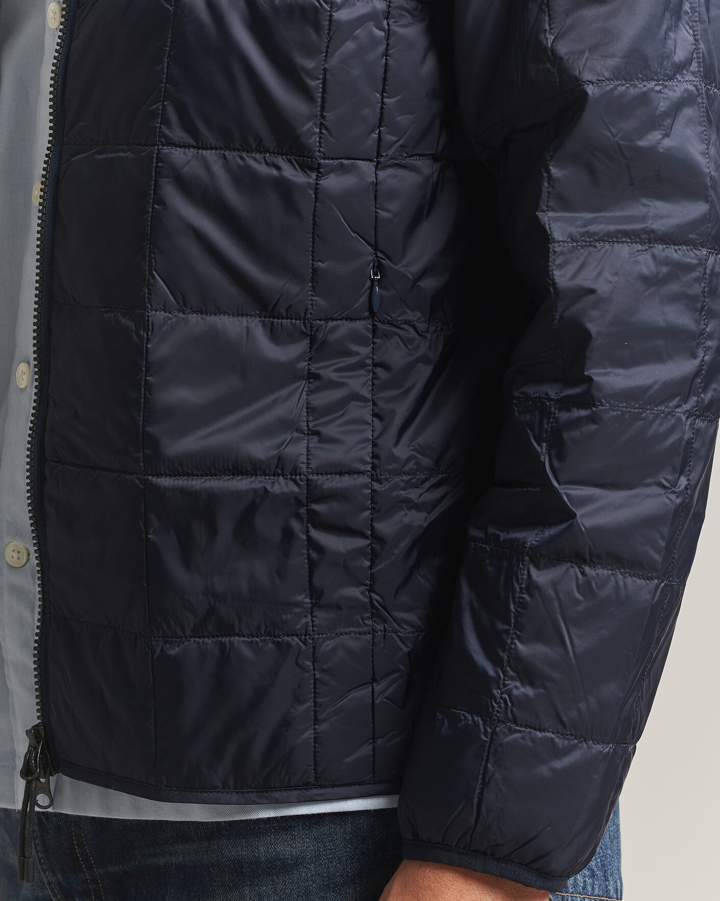 Mies | Takit | TAION | High Neck Full Zip Lightweight Down Jacket Dark Navy