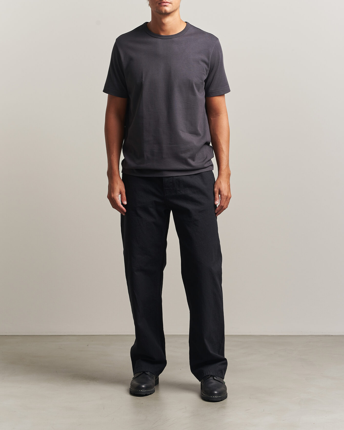 Mies | T-paidat | Merz b. Schwanen | Classic Fit Sturdy Loopwheeled T-Shirt Charcoal