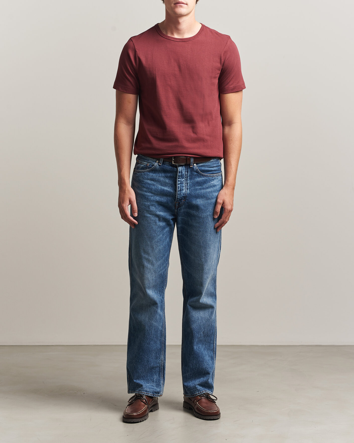 Mies | T-paidat | Merz b. Schwanen | 1950s Classic Loopwheeled T-shirt Burgundy