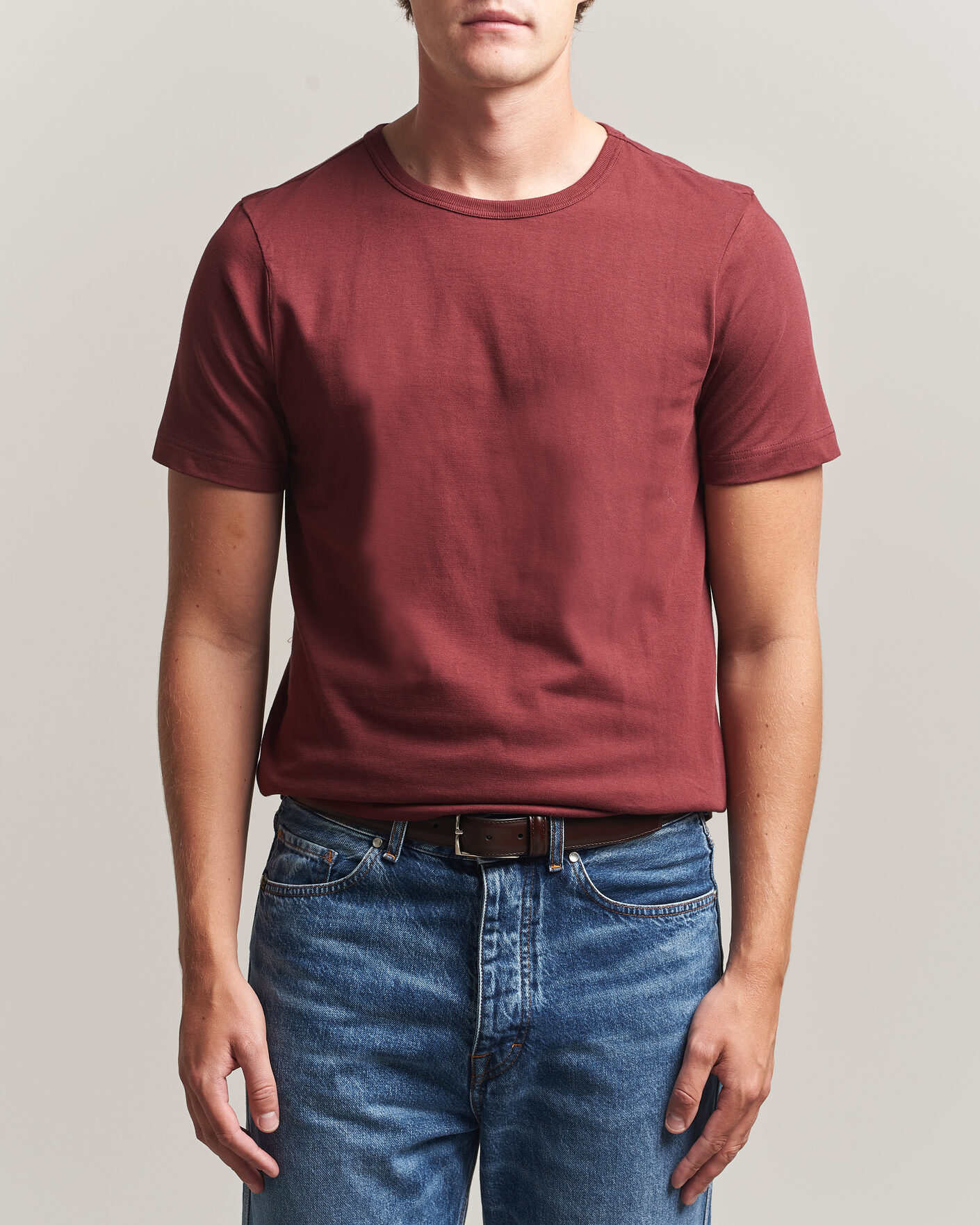 Mies | T-paidat | Merz b. Schwanen | 1950s Classic Loopwheeled T-shirt Burgundy