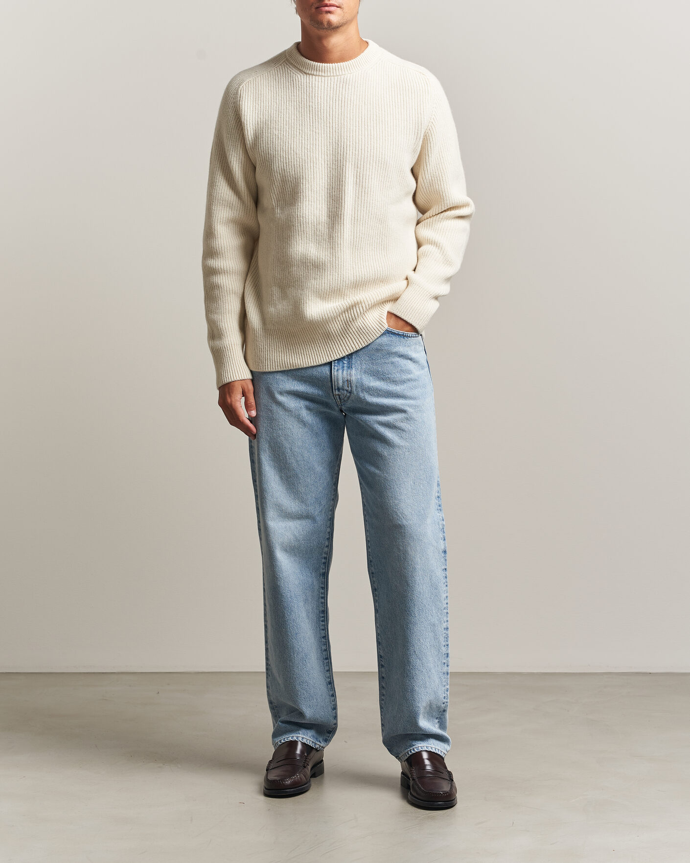 Mies | Puserot | Merz b. Schwanen | Merino/Cashmere Knitted Sweater Nature