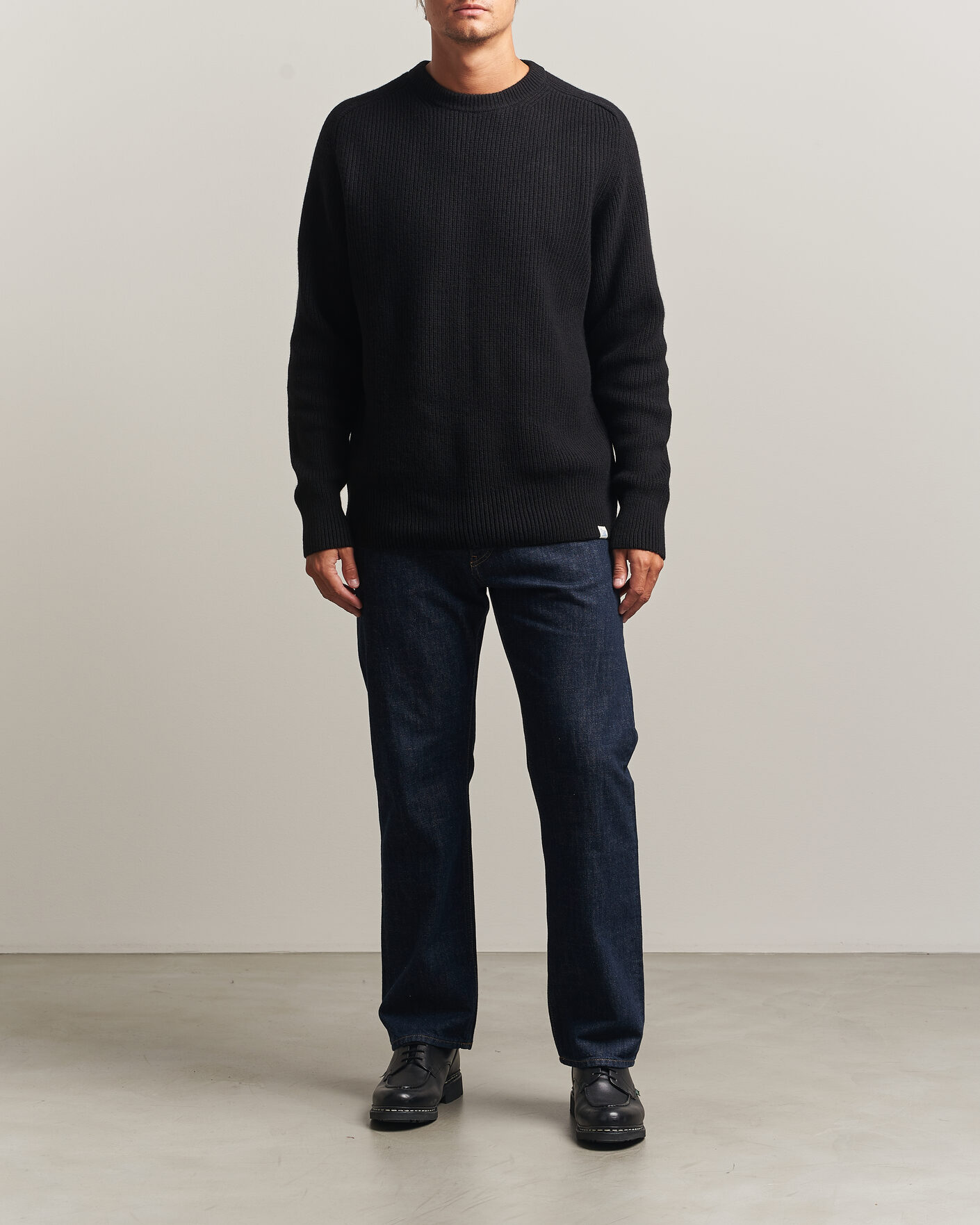 Mies | Puserot | Merz b. Schwanen | Merino/Cashmere Knitted Sweater Deep Black