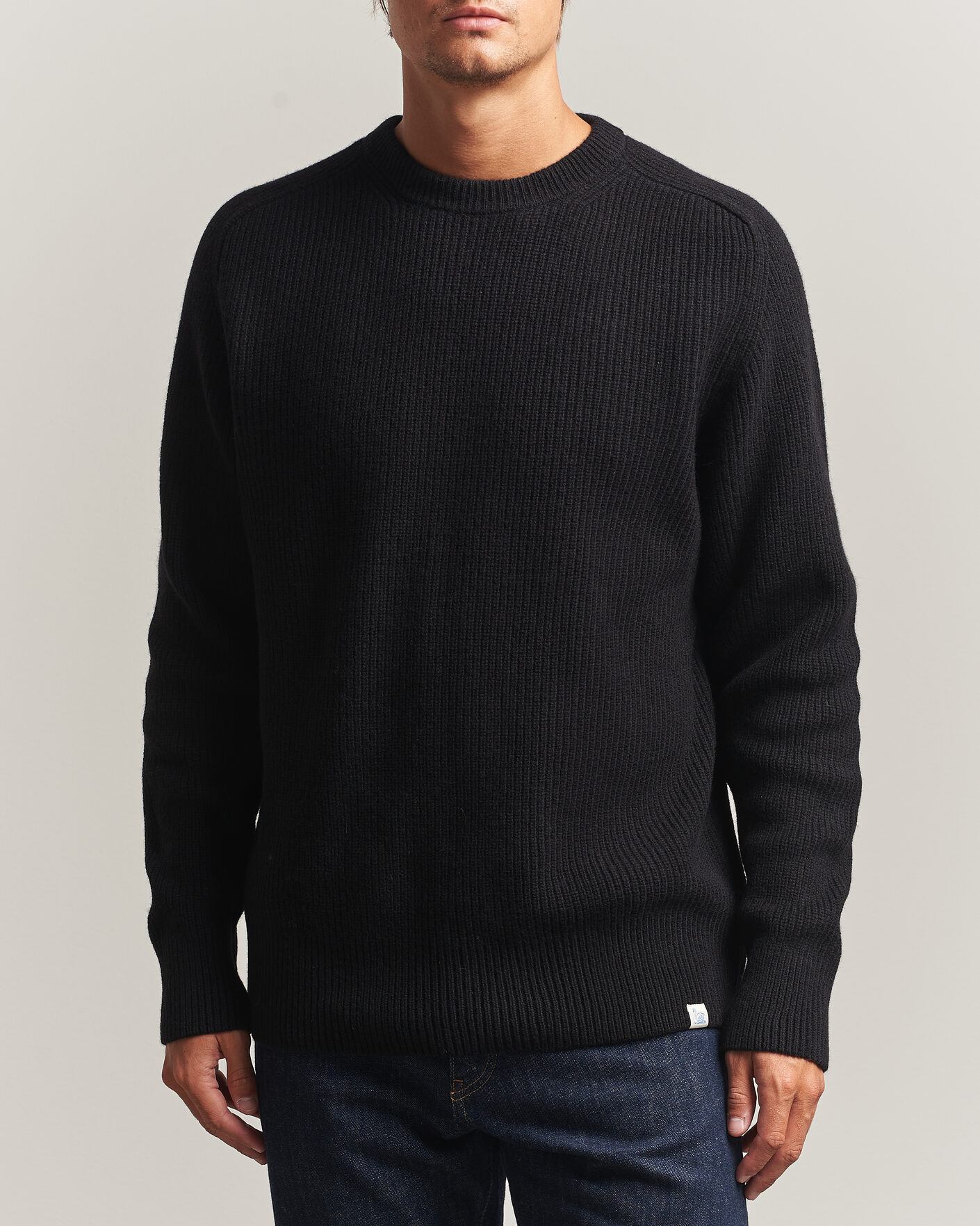 Mies | Puserot | Merz b. Schwanen | Merino/Cashmere Knitted Sweater Deep Black
