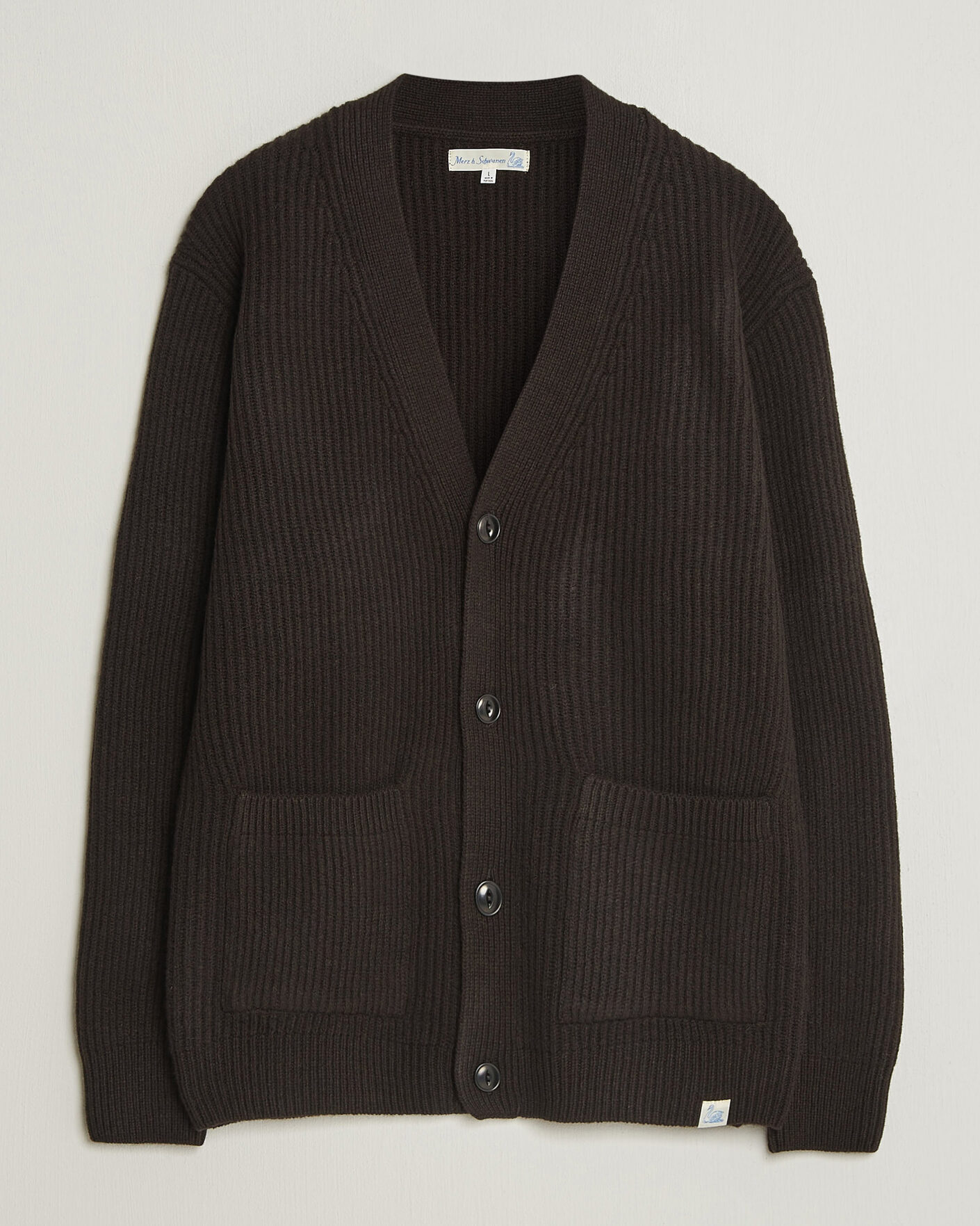 Mies | Puserot | Merz b. Schwanen | Merino/Cashmere Knitted Cardigan Espresso