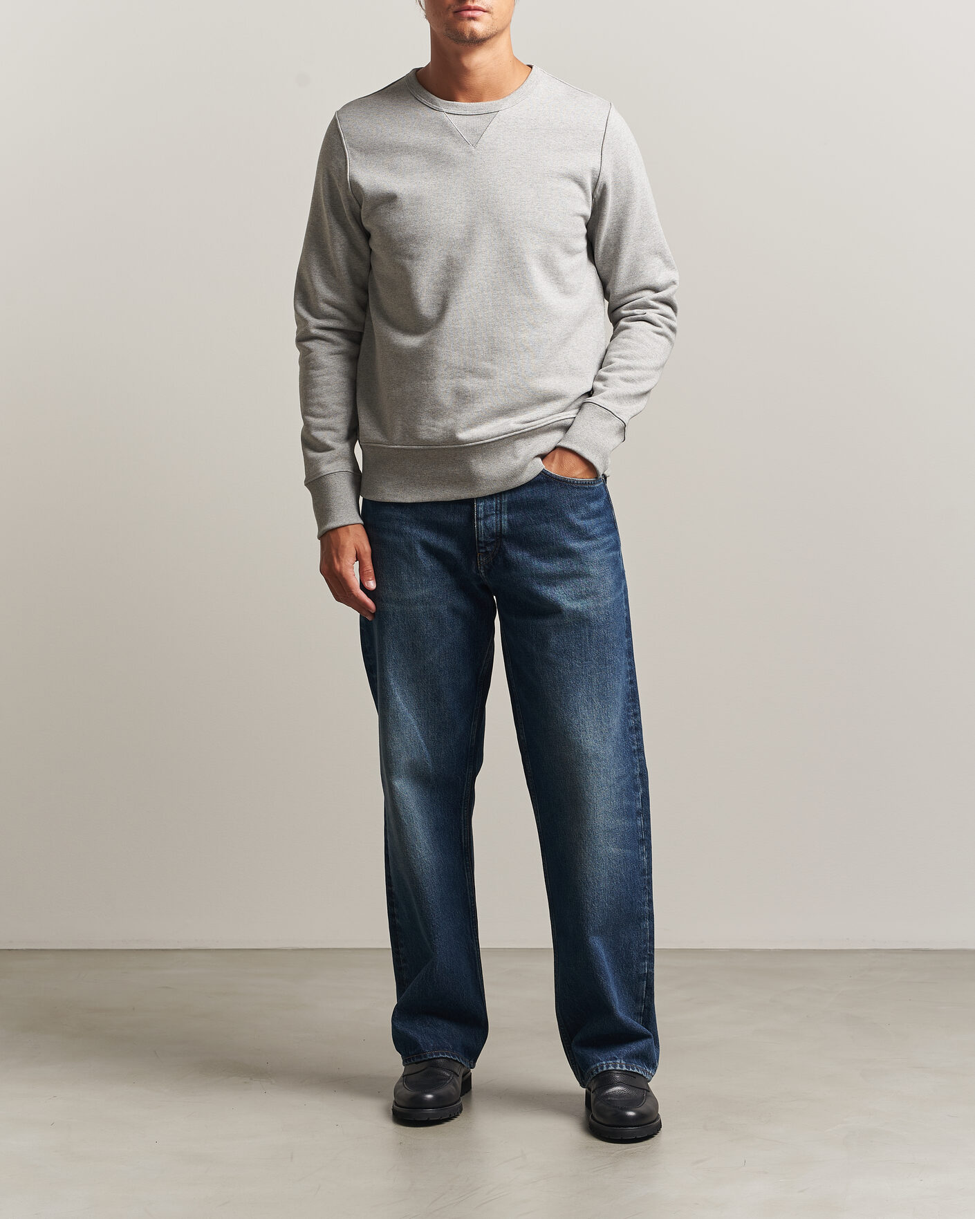 Mies | Puserot | Merz b. Schwanen | Classic Fit Loopwheeled Heavyweight Sweatshirt Grey Melange