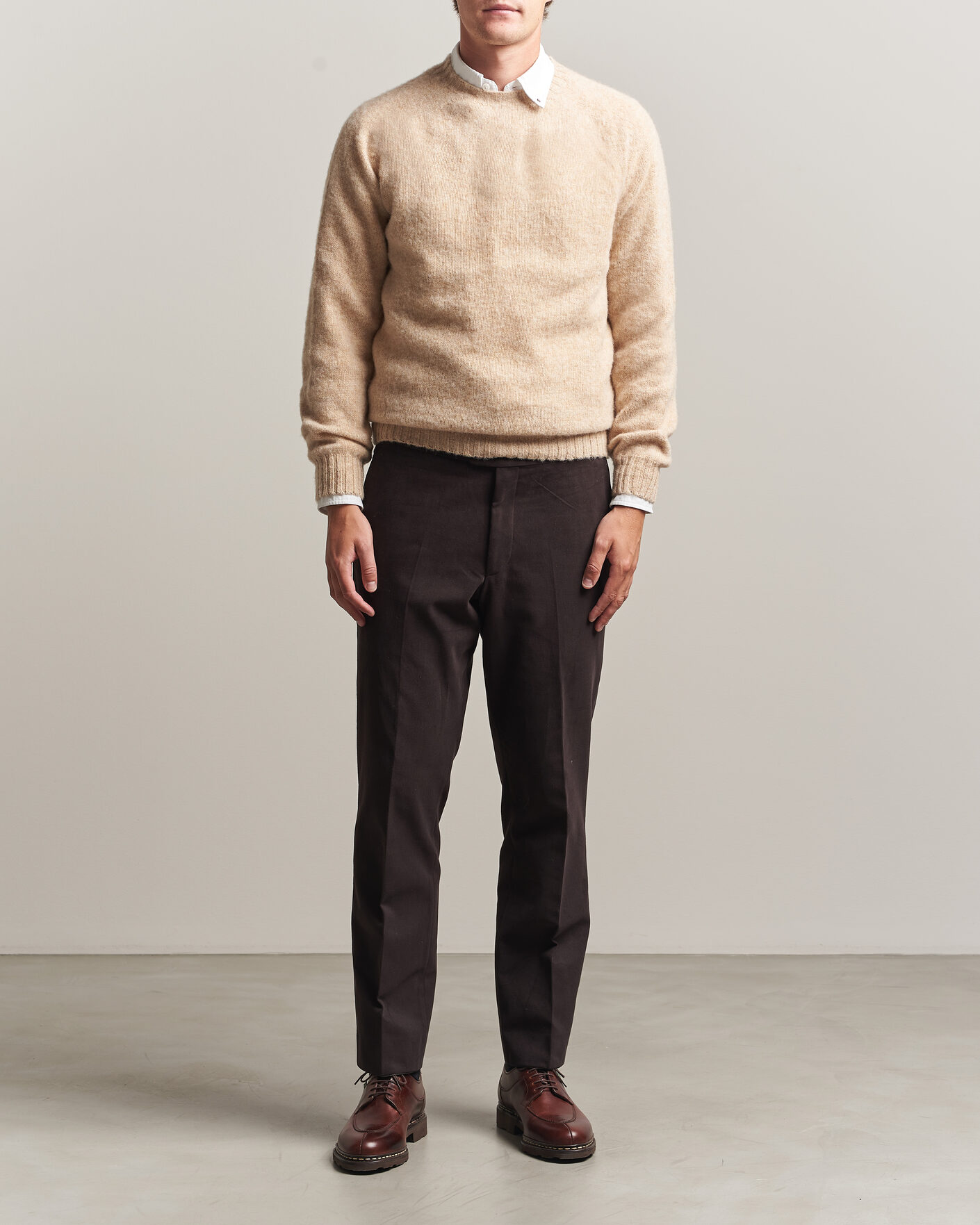 Mies | Puserot | Harley Of Scotland | Brushed Supersoft Lambswool Crewneck Calico