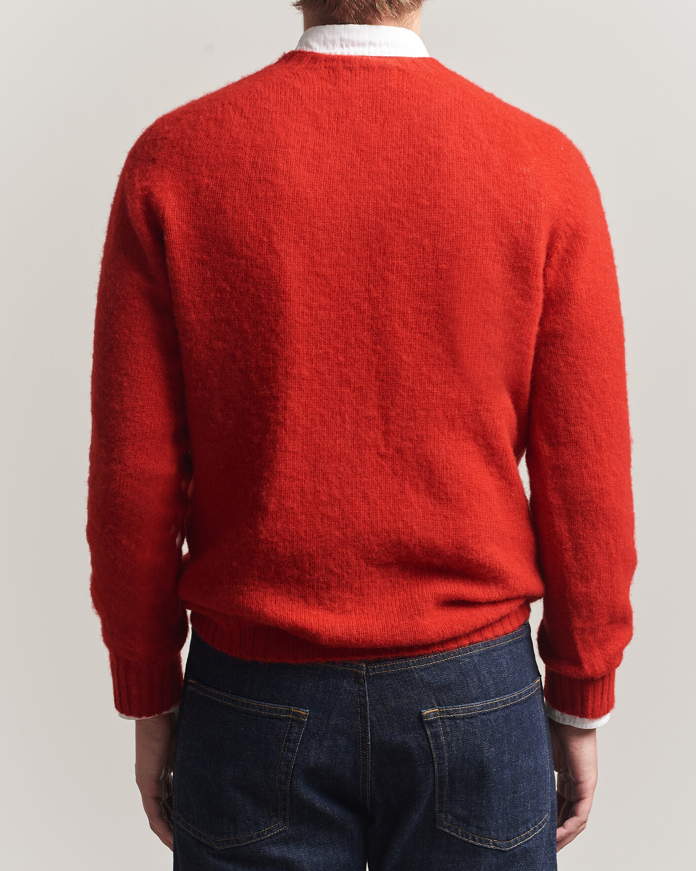 Mies | Puserot | Harley Of Scotland | Brushed Supersoft Lambswool Crewneck Cardinal
