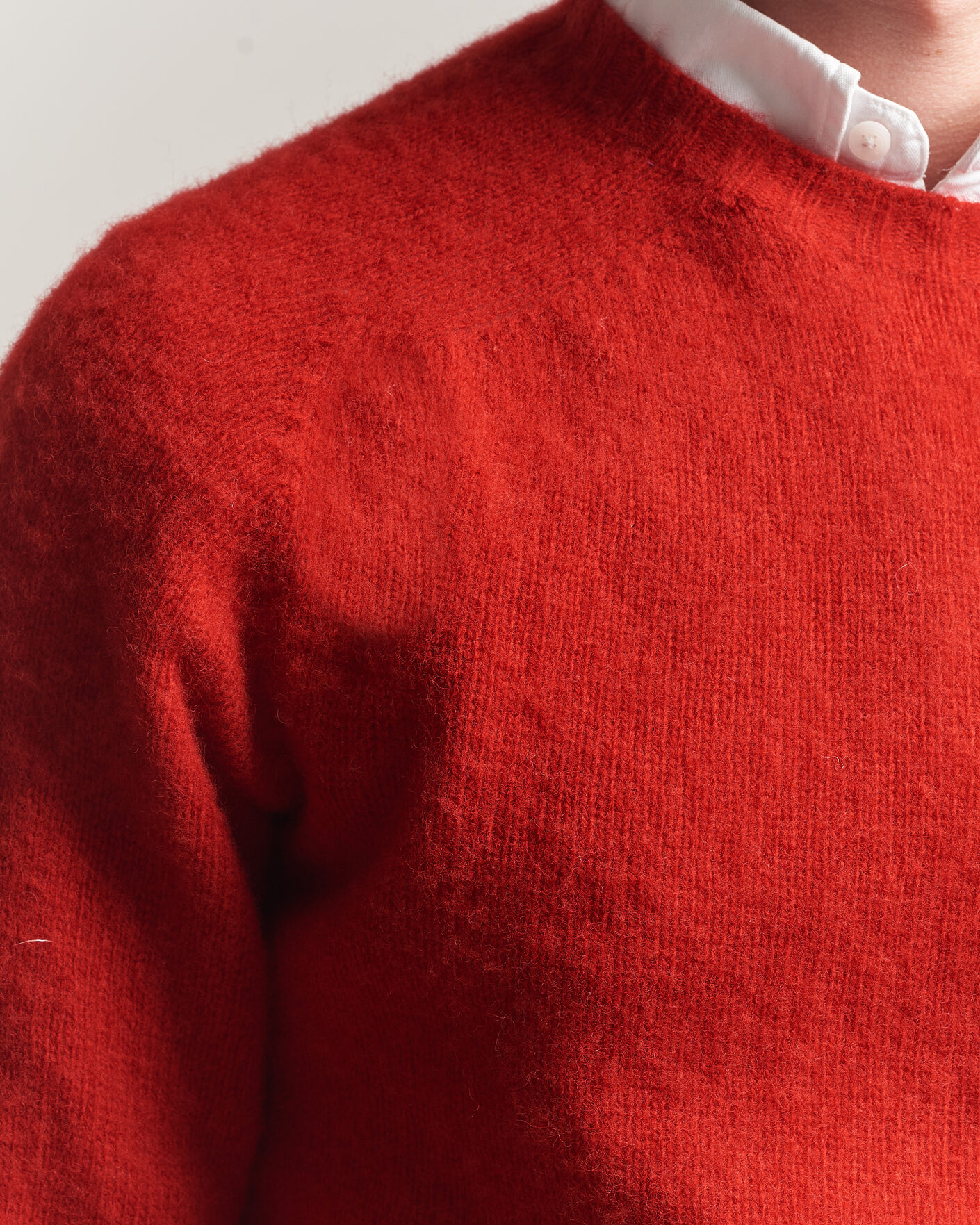 Mies | Puserot | Harley Of Scotland | Brushed Supersoft Lambswool Crewneck Cardinal