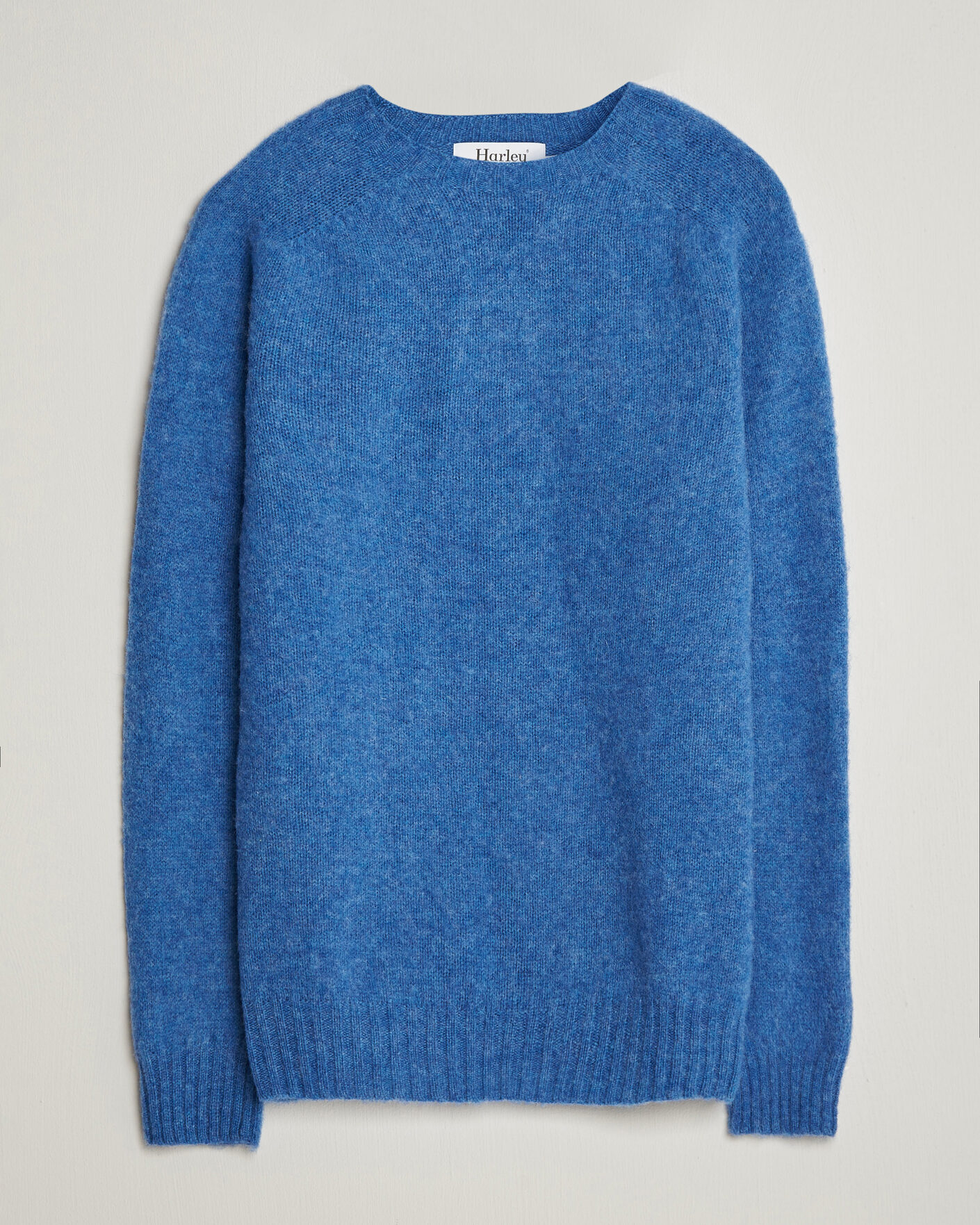 Mies | Puserot | Harley Of Scotland | Brushed Supersoft Lambswool Crewneck Cobalt