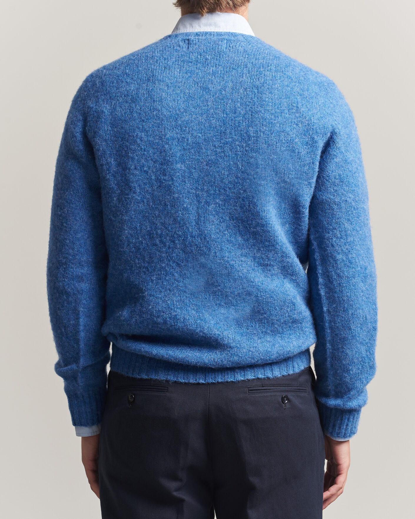 Mies | Puserot | Harley Of Scotland | Brushed Supersoft Lambswool Crewneck Cobalt