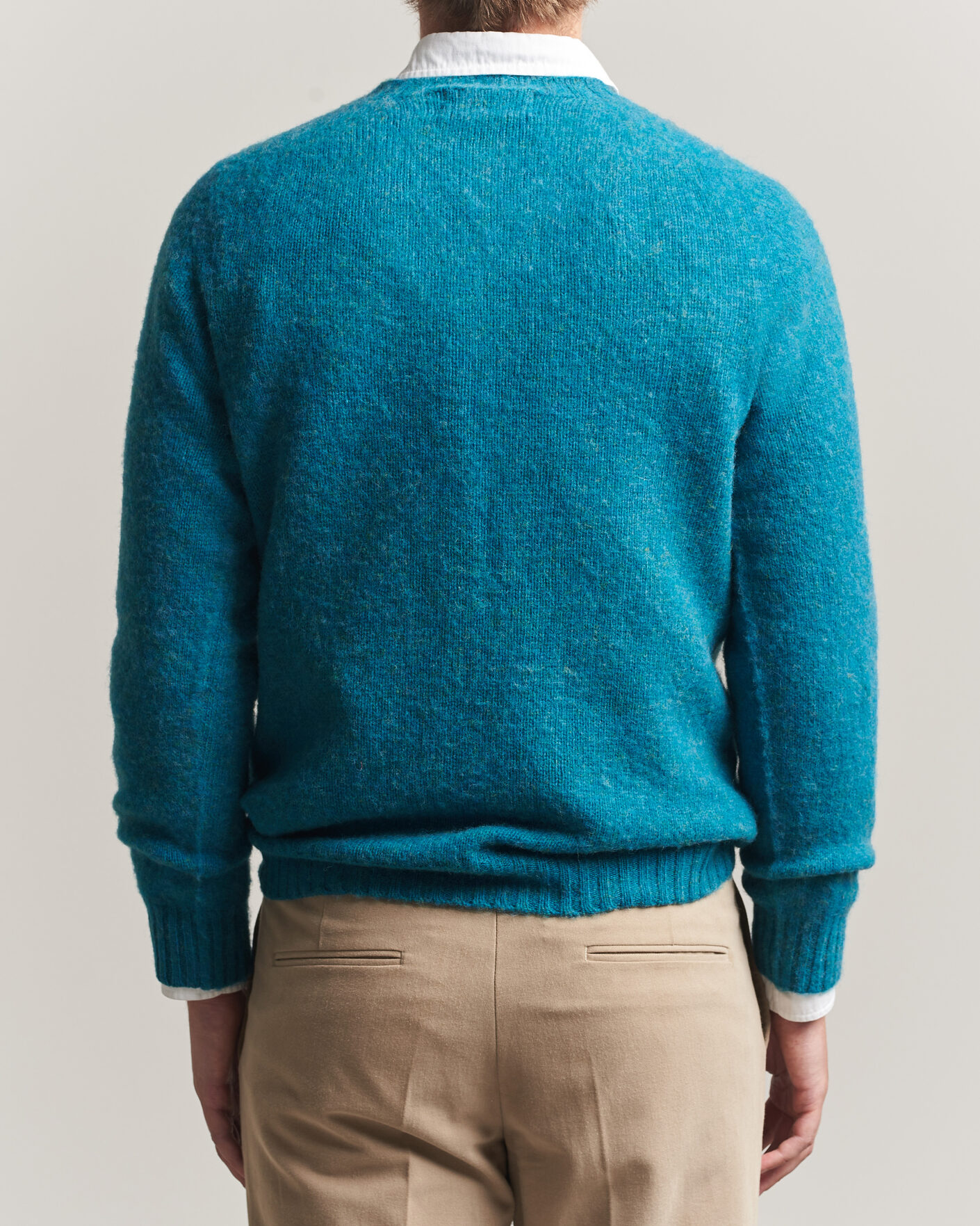 Mies | Puserot | Harley Of Scotland | Brushed Supersoft Lambswool Crewneck Gulfstream