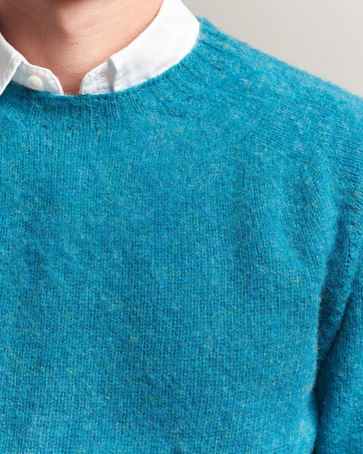Mies | Puserot | Harley Of Scotland | Brushed Supersoft Lambswool Crewneck Gulfstream