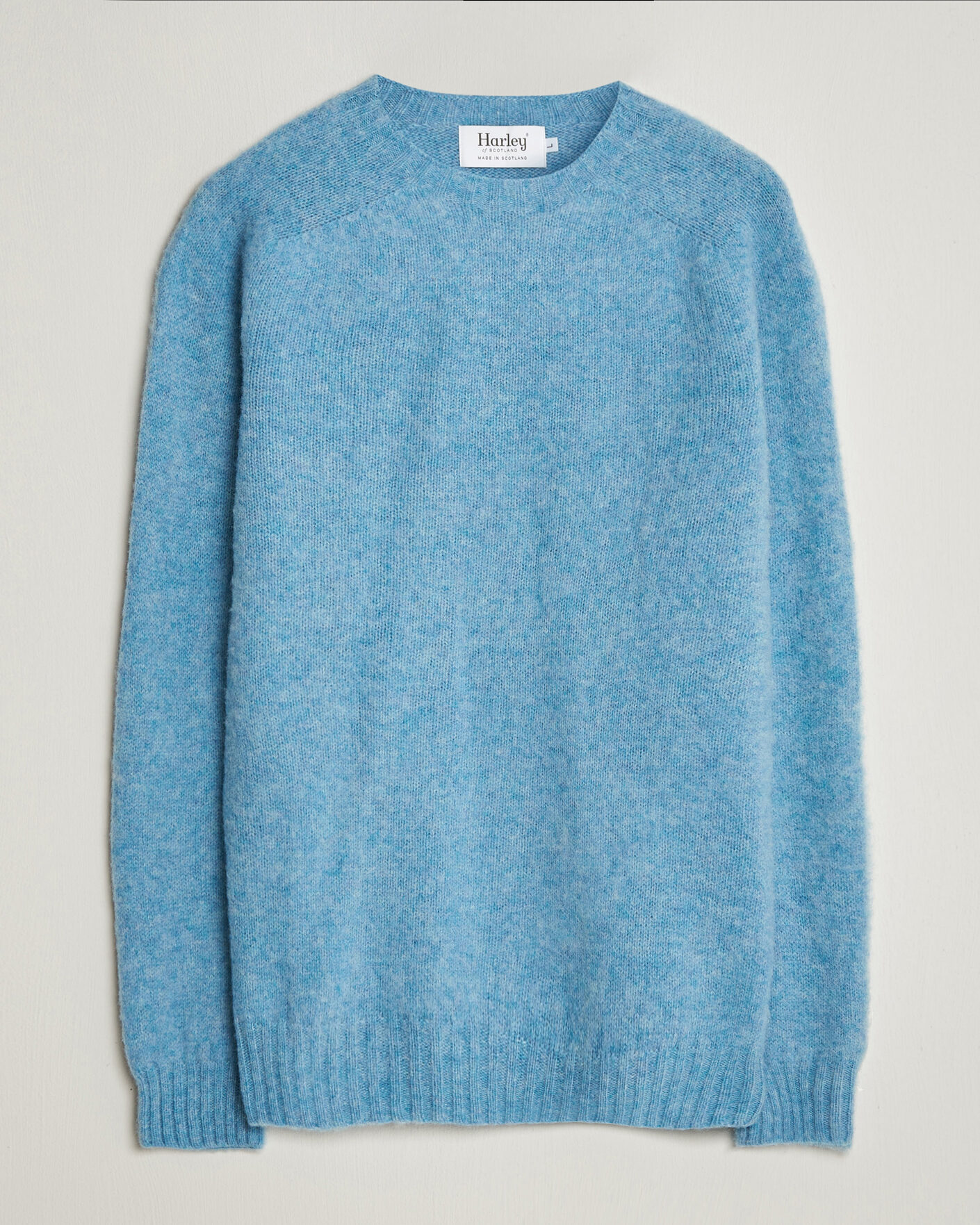 Mies | Puserot | Harley Of Scotland | Brushed Supersoft Lambswool Crewneck Loch Blue