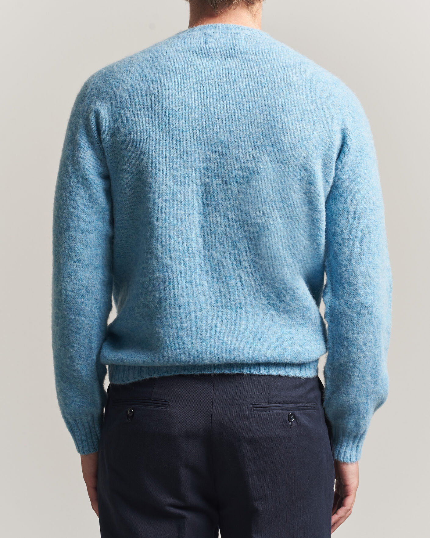 Mies | Puserot | Harley Of Scotland | Brushed Supersoft Lambswool Crewneck Loch Blue